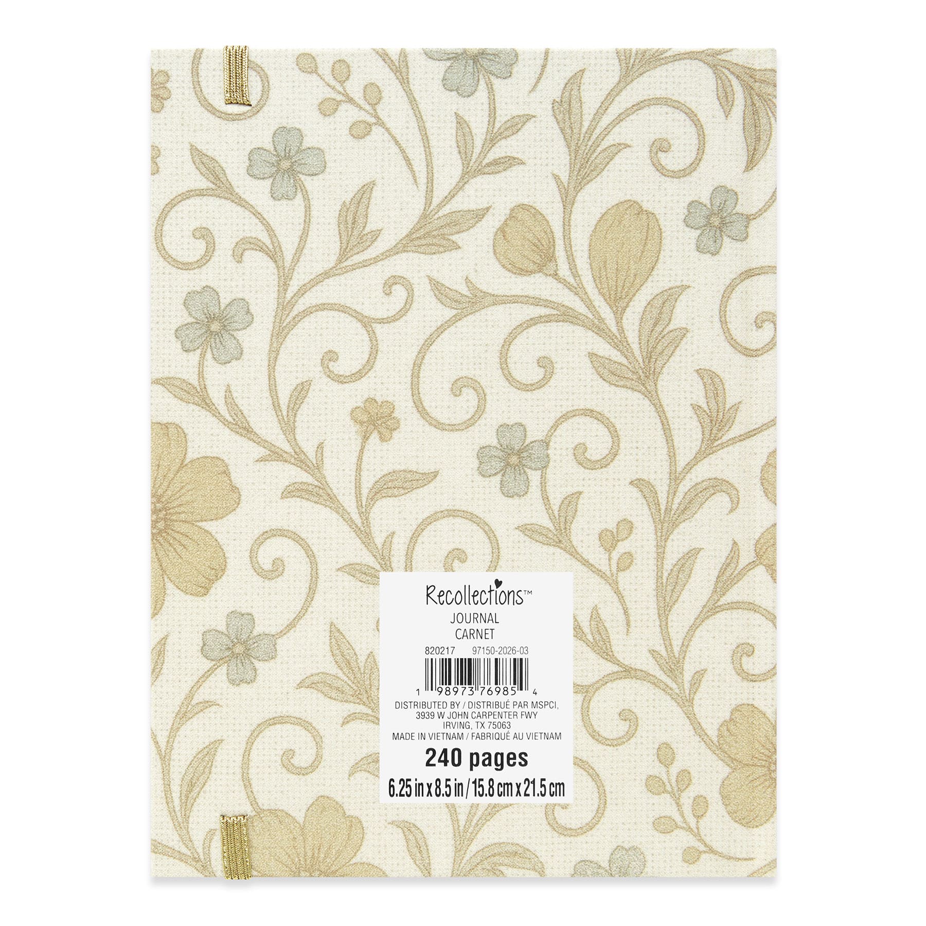 6.25" x 8.5" Fabric Hardcover Lined Journal by Recollections™