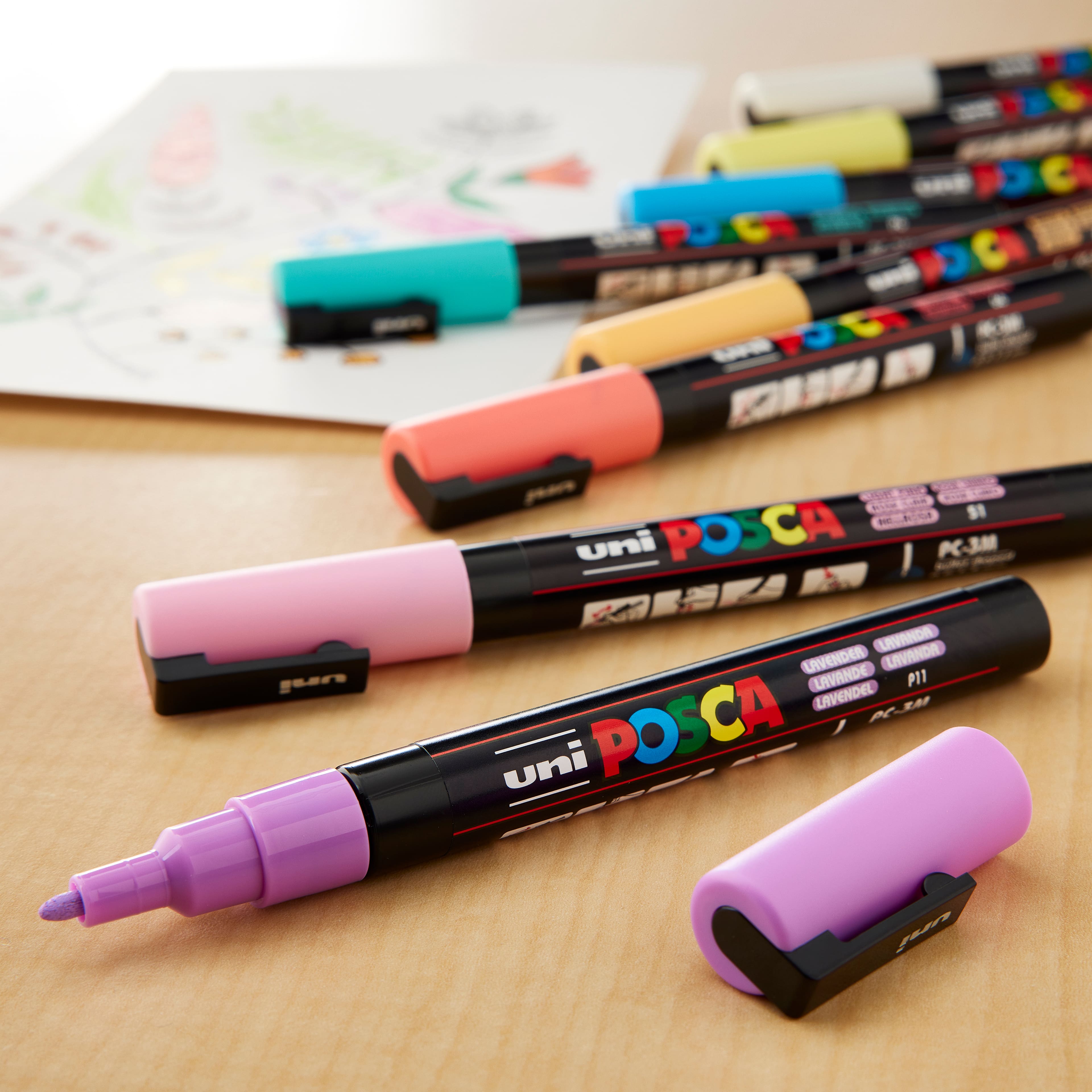 Uni Posca PC-3M Soft Colour fine tip Marker Set