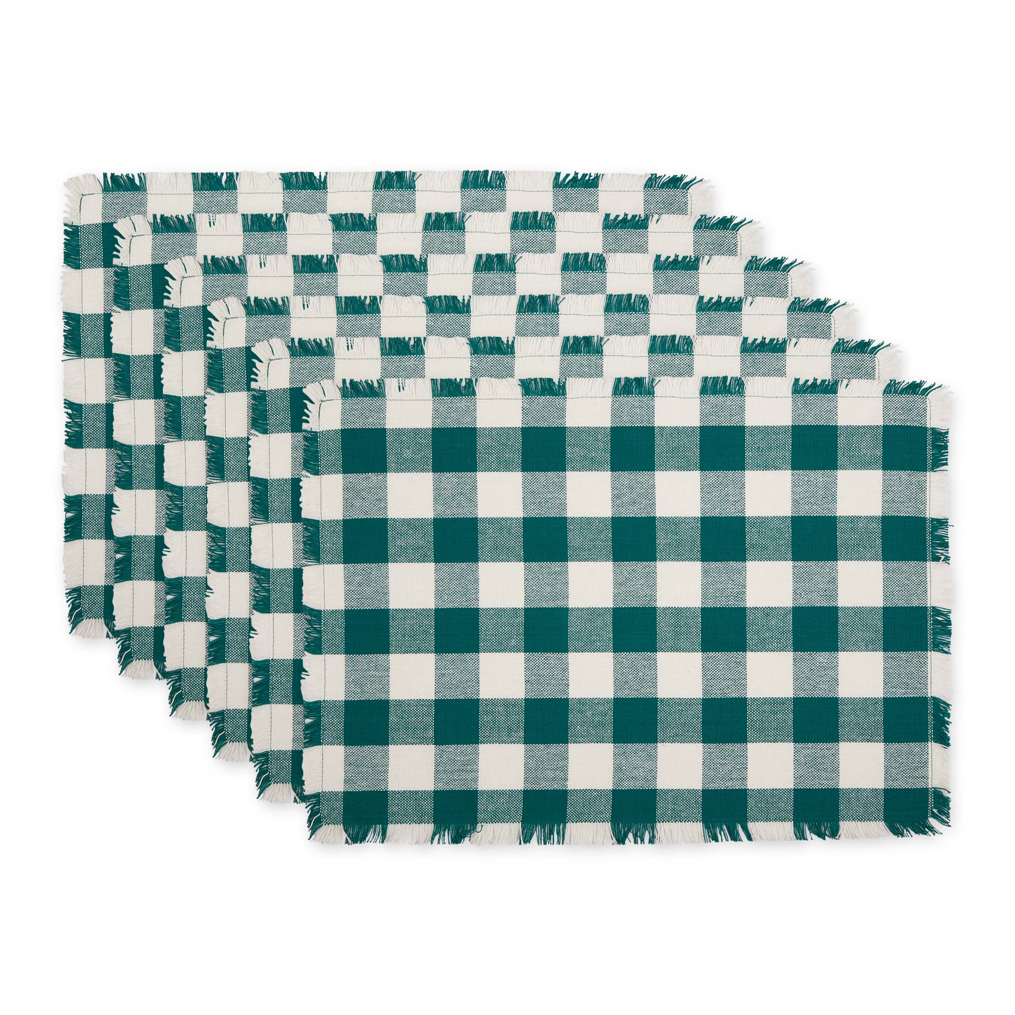 DII® Heavyweight Check Fringed Cotton Placemats, 6ct.