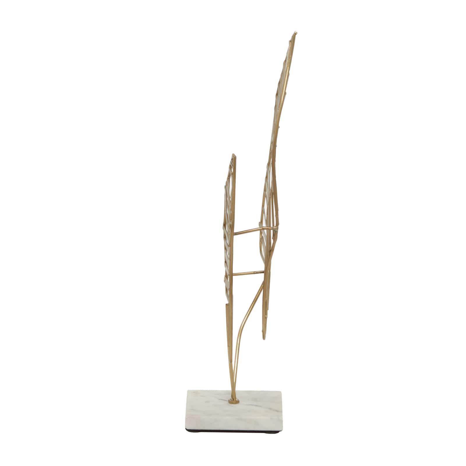 17" Gold Metal Glam Nature Sculpture