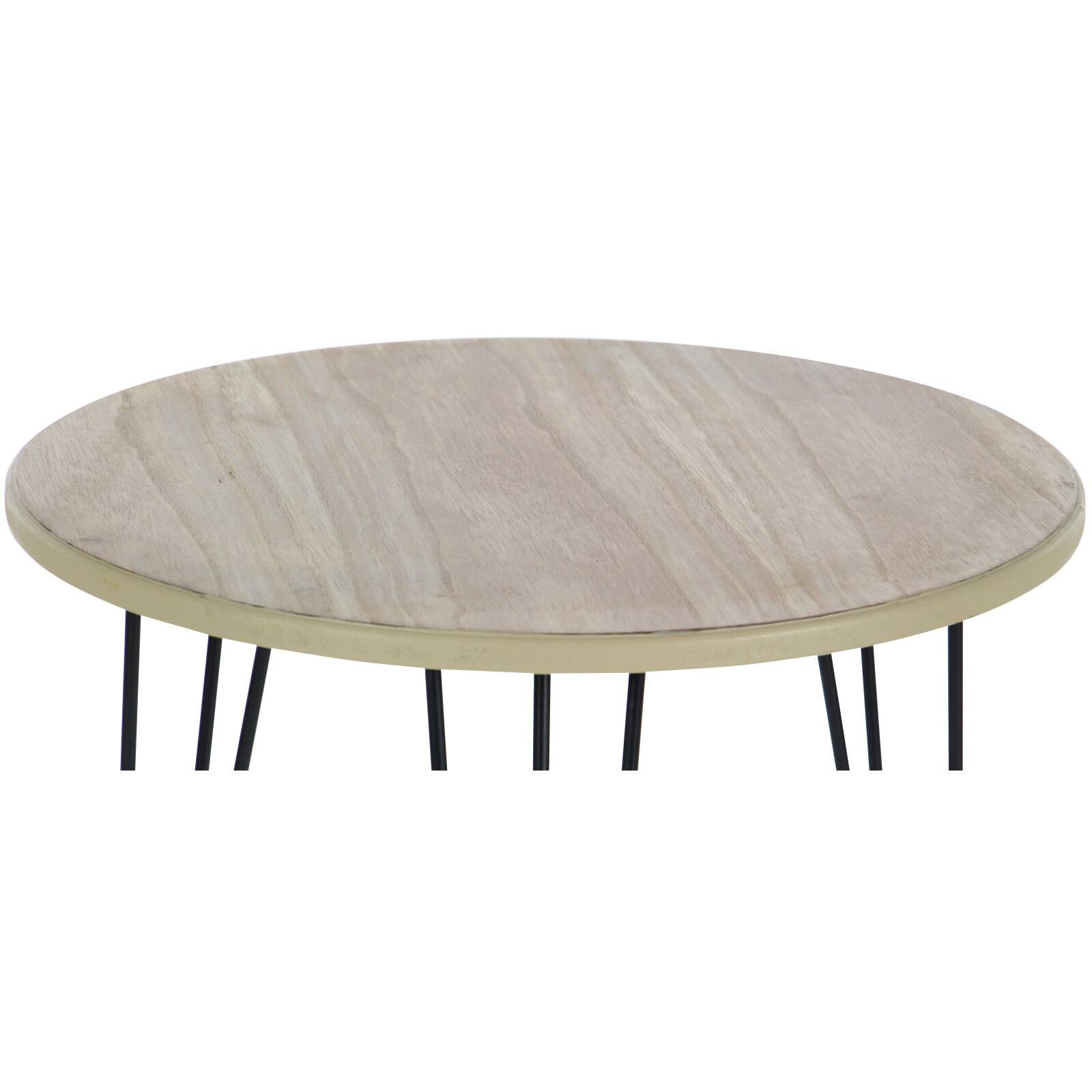 22'' Brown Wood & Black Metal Modern Accent Table