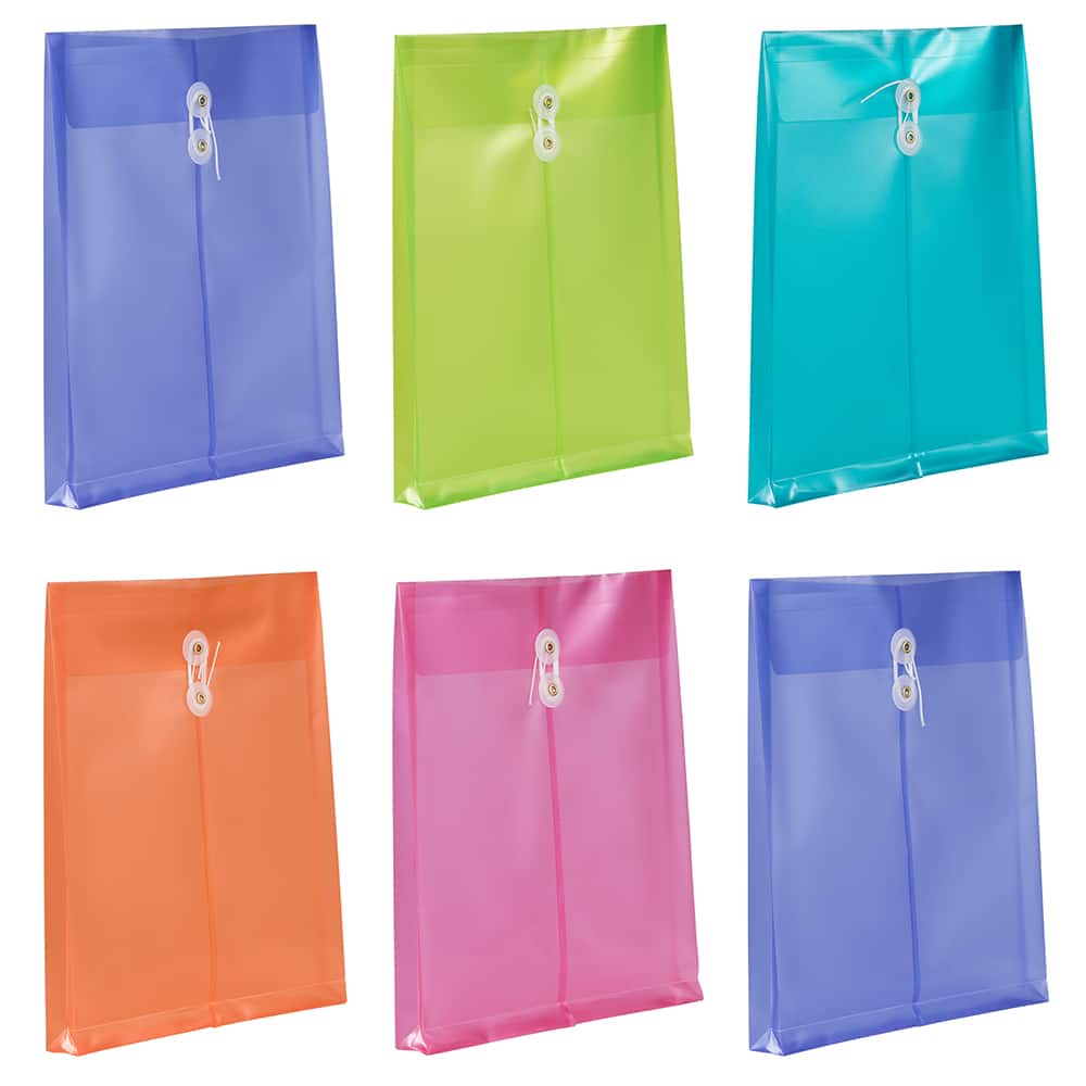 JAM Paper 9.75" x 11.75" Plastic Button & String Tie Closure Envelopes, 12ct.