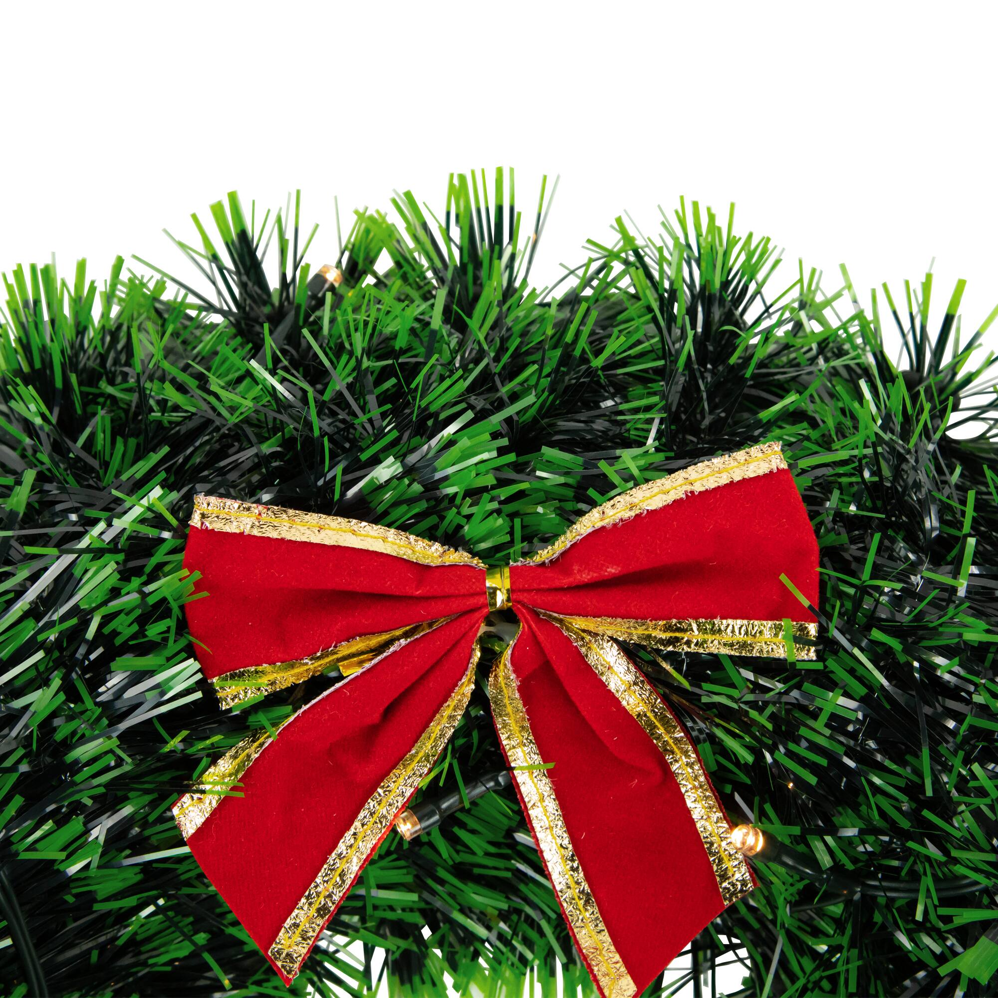 17" Pre-Lit LED Green Tinsel Artificial Wreath With Bow