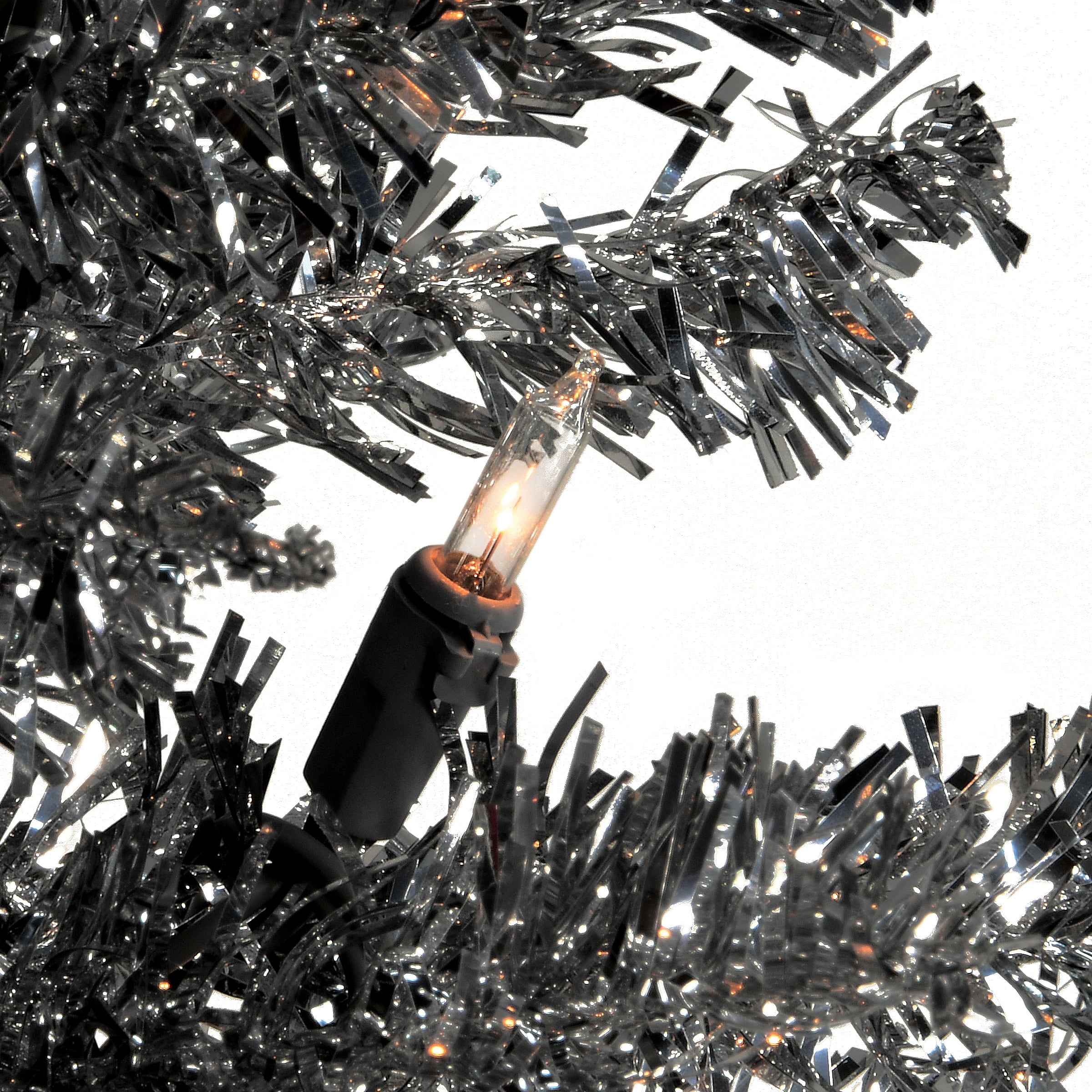 7ft. Pre-Lit Black Tinsel Artificial Christmas Tree