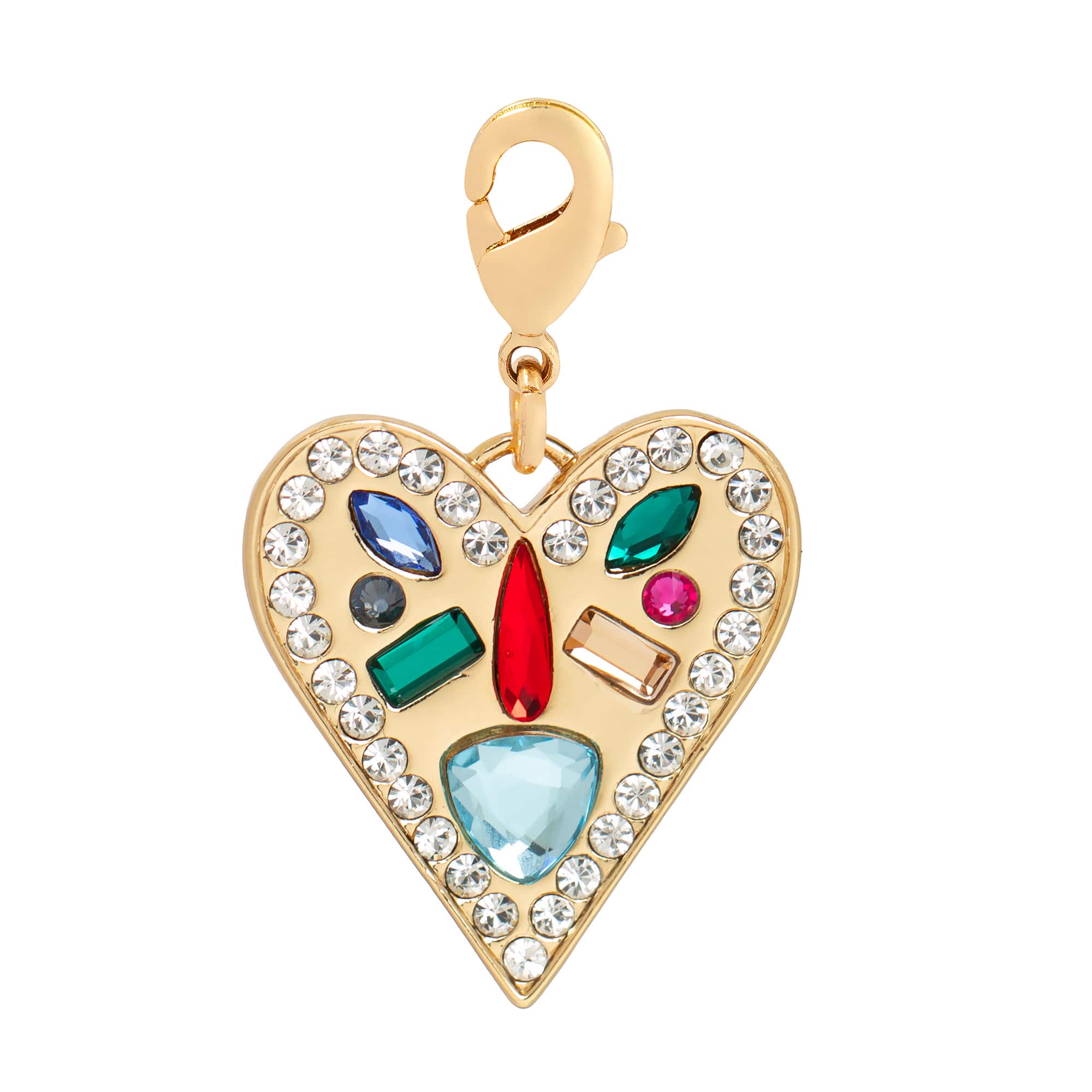 Gold Rainbow Gem Heart Austrian Crystal Charm by Bead Landing™