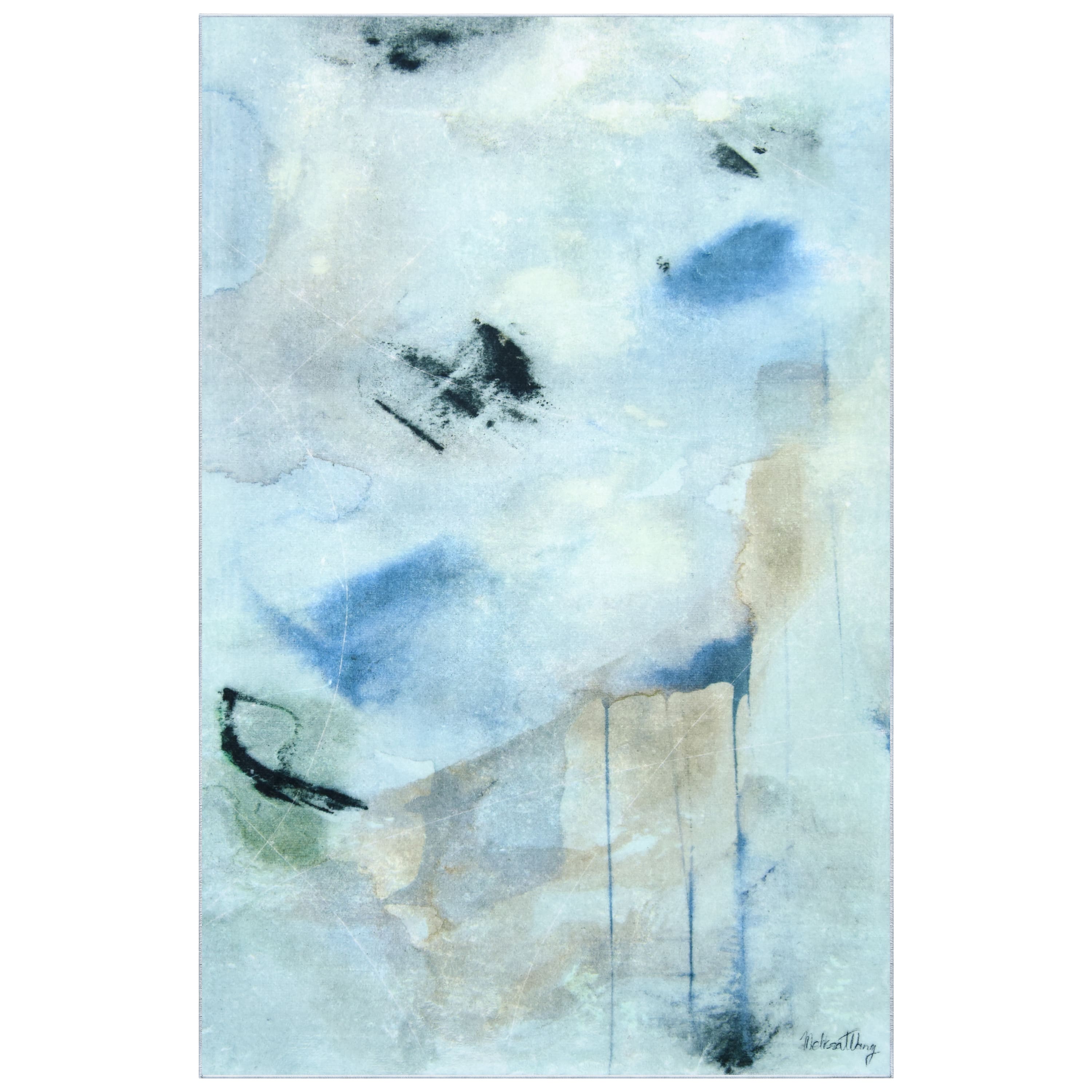 Empire Art Direct 5ft. x 7.5ft. Floating Stars I Washable Abstract Area Rug
