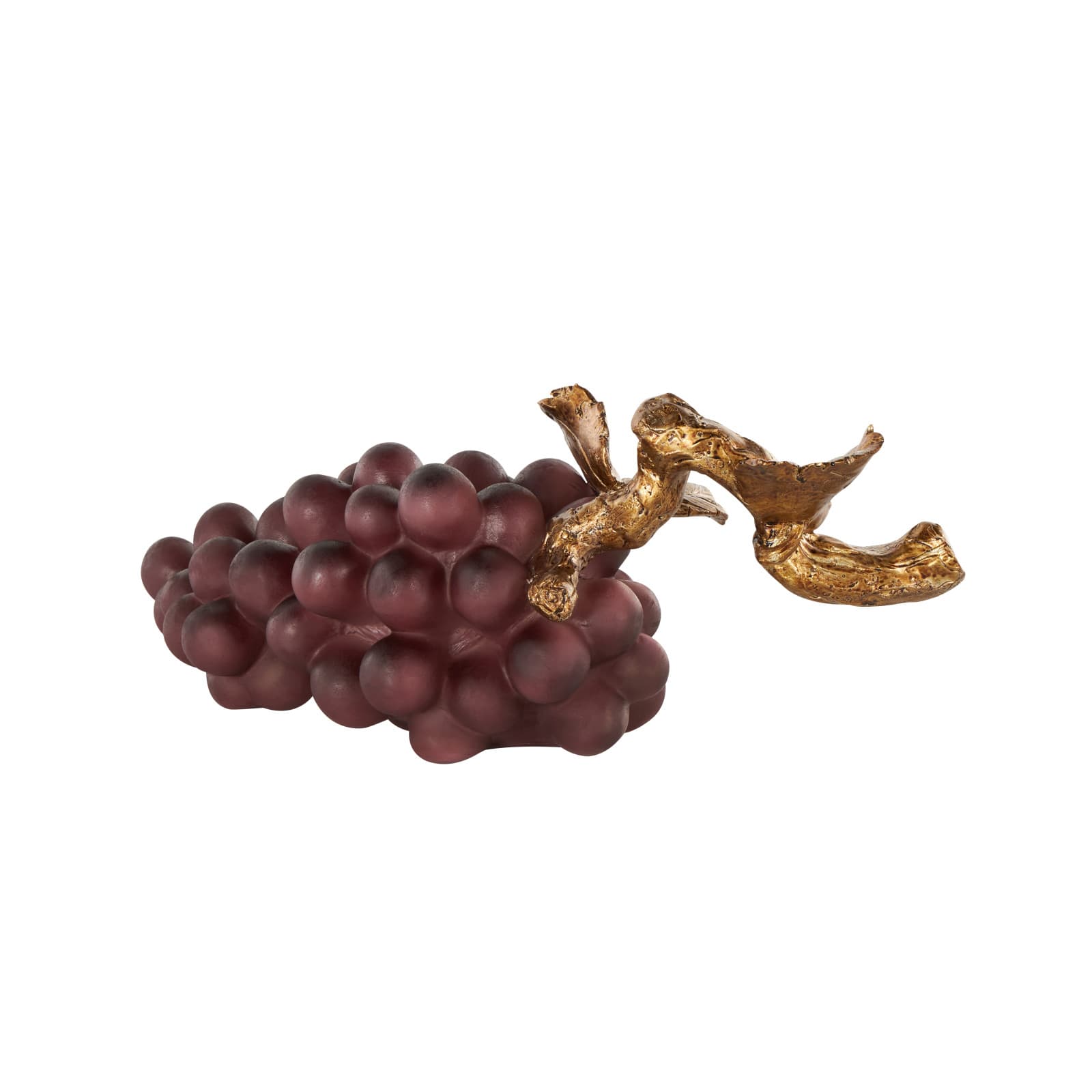 14.25" Purple with Gold Stem Grape Decorative Polystone Sculpture