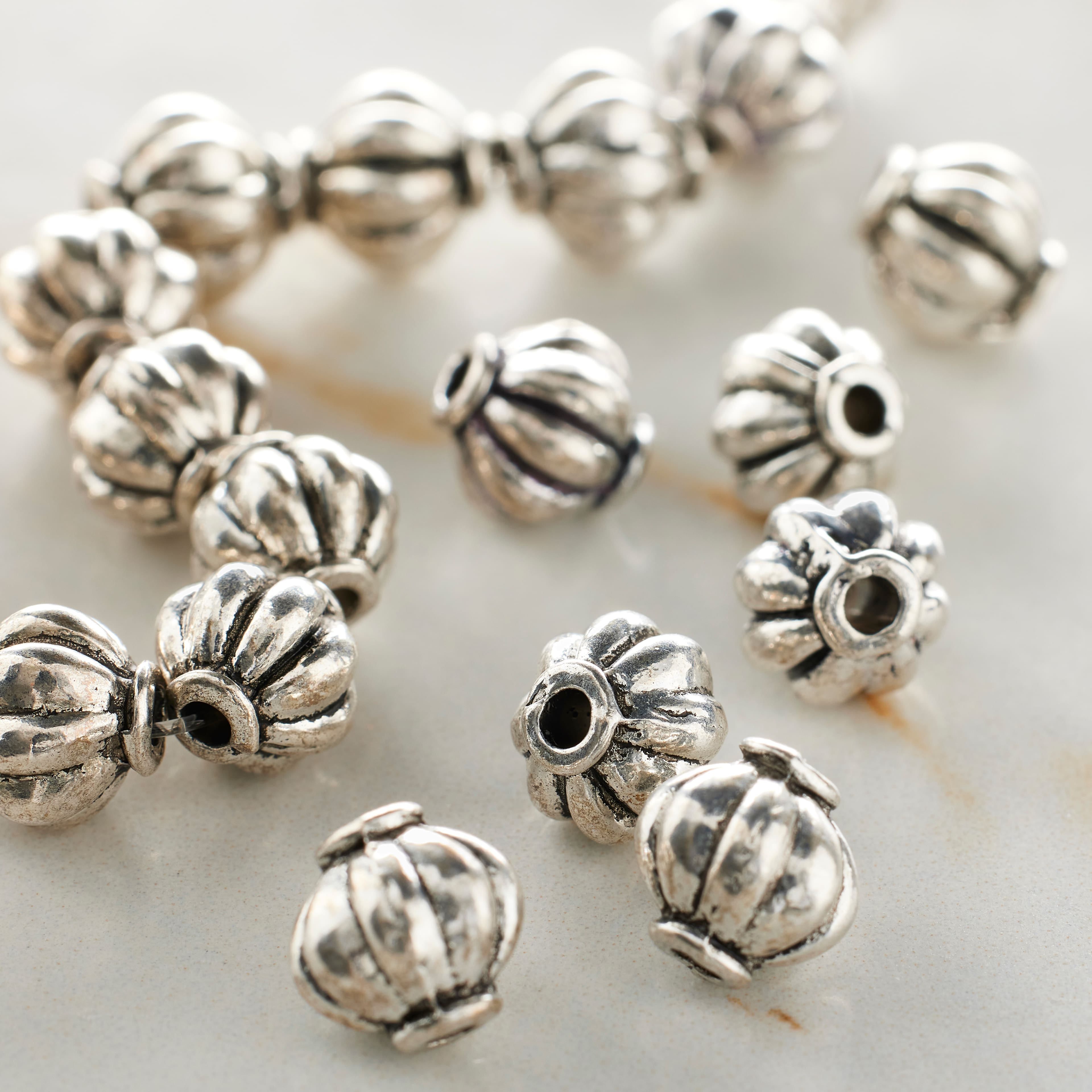 12 Pack: Antique Sterling Silver Plated Beads, 8mm by Bead Landing™