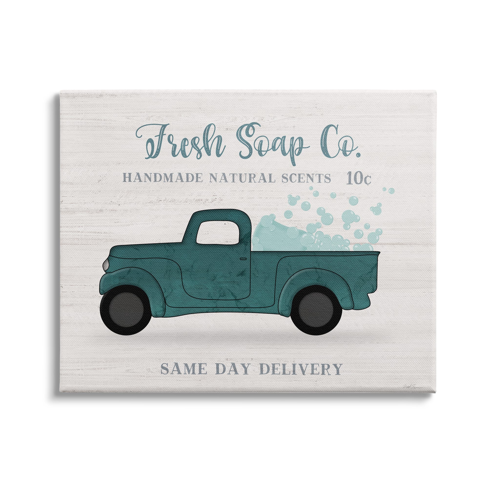 Stupell Industries Fresh Soap Co. Vintage Green Truck Bath Bubbles Canvas Wall Art