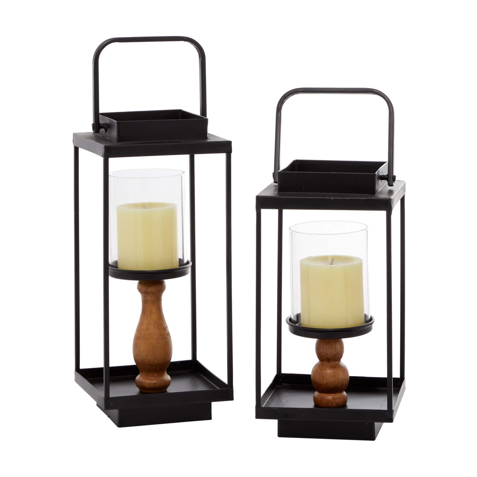 Black Metal Contemporary Candlestick Holders, 13" x 6" x 7"