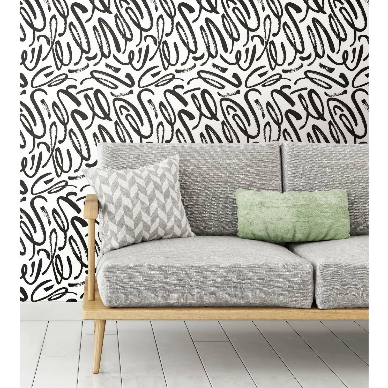 RoomMates Curly Strokes Peel & Stick Wallpaper