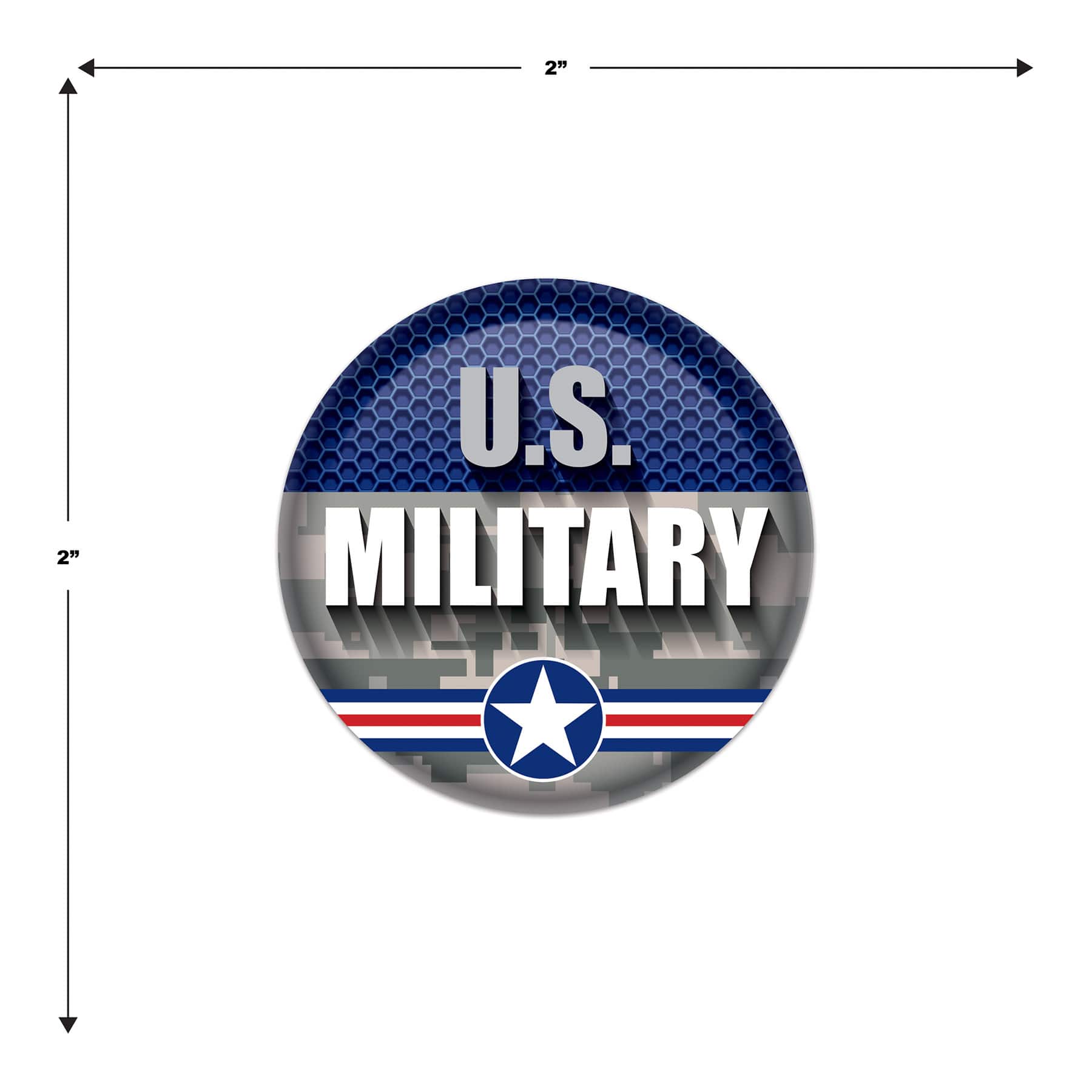 Beistle 2" Blue & Silver U.S. Military Buttons, 6ct.