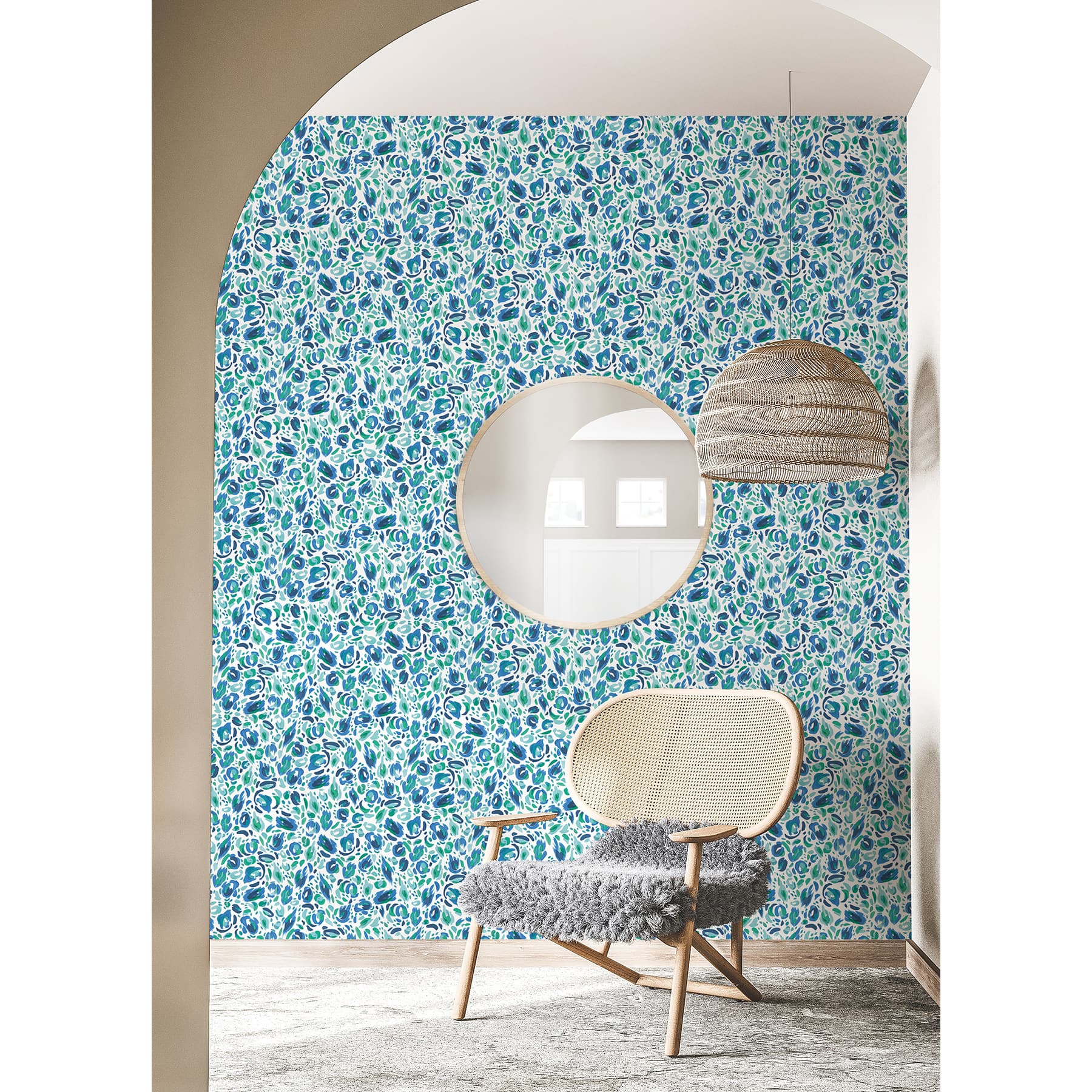 RoomMates Blue & Green Brushstroke Leopard Peel and Stick Wallpaper