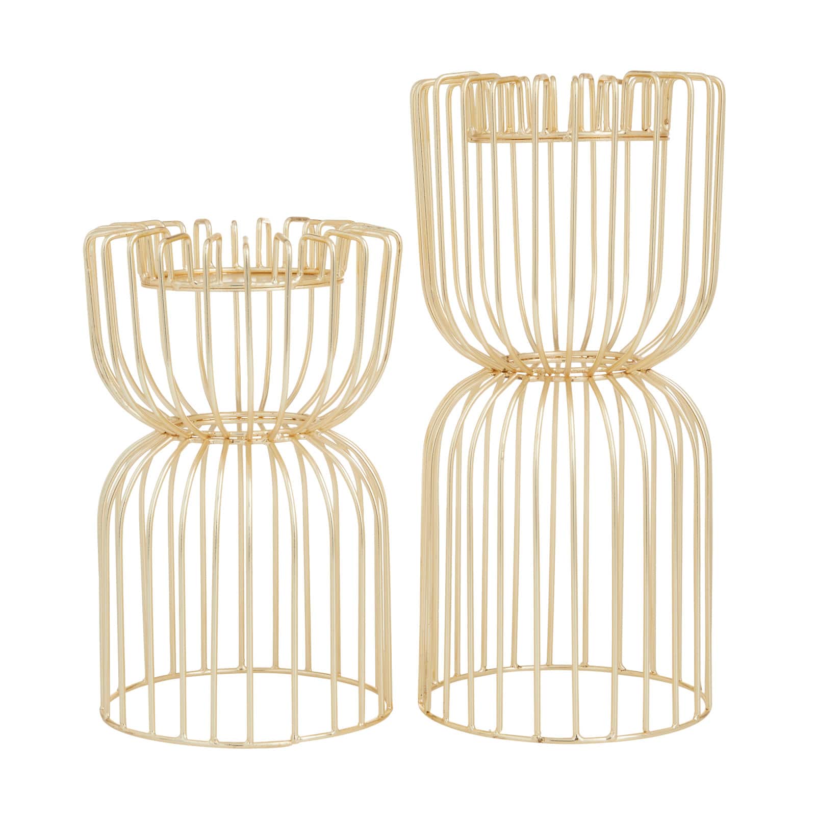 CosmoLiving by Cosmopolitan Gold Iron Glam Candle Holder, 13" x 10"