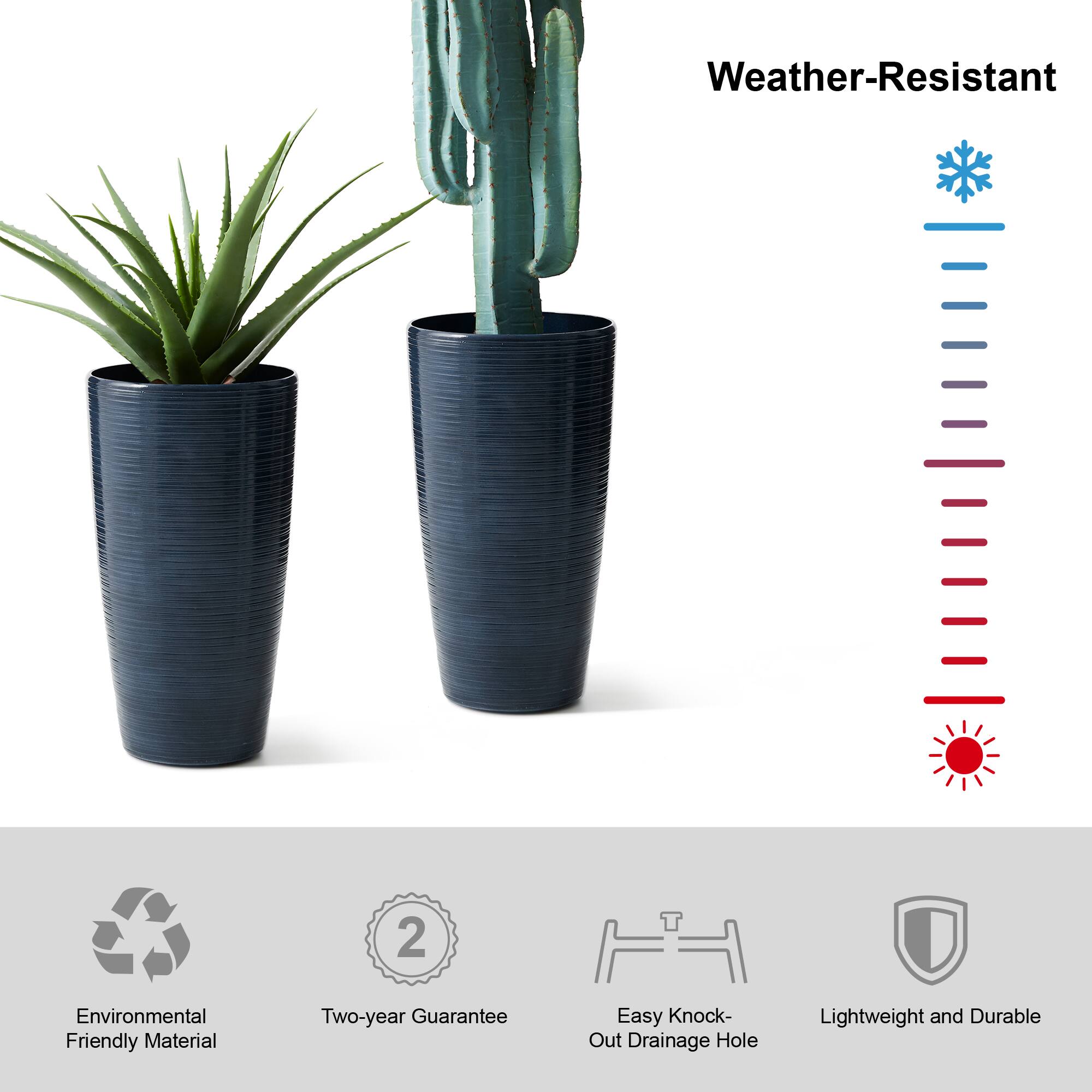 Glitzhome® 22.5" Turquoise Faux Ceramic Textured Planters, 2ct.