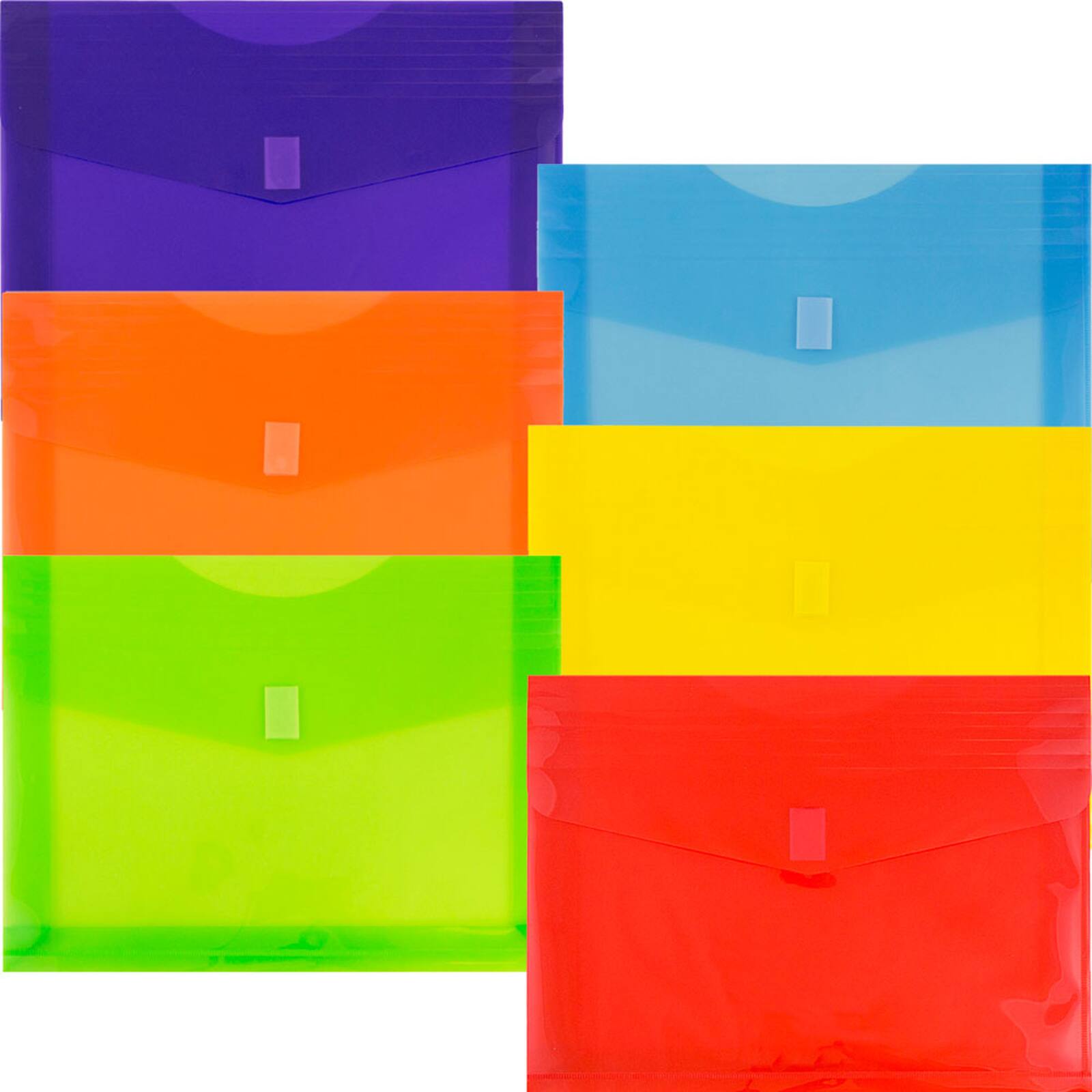JAM Paper 9.75" x 13" Assorted Plastic Hook & Loop Expansion Envelopes, 12ct.