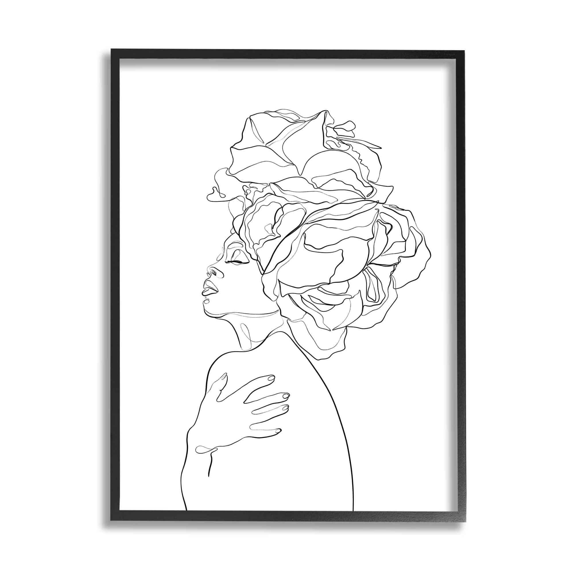 Stupell Industries Woman Slouching with Headwrap Minimalism Linework in Frame Wall Art