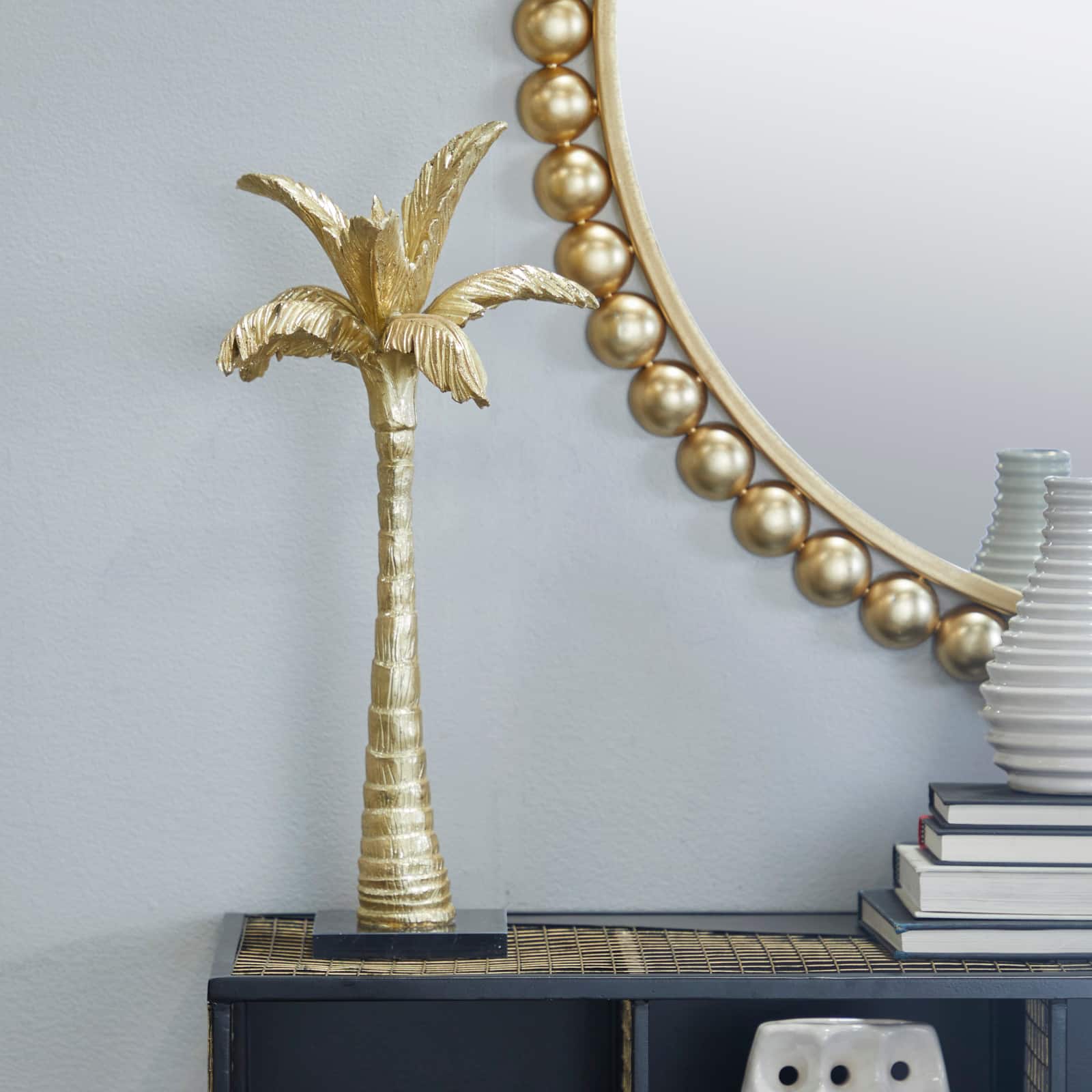 Gold Polystone Coastal Nature Sculpture, 9" x 7" x 20"