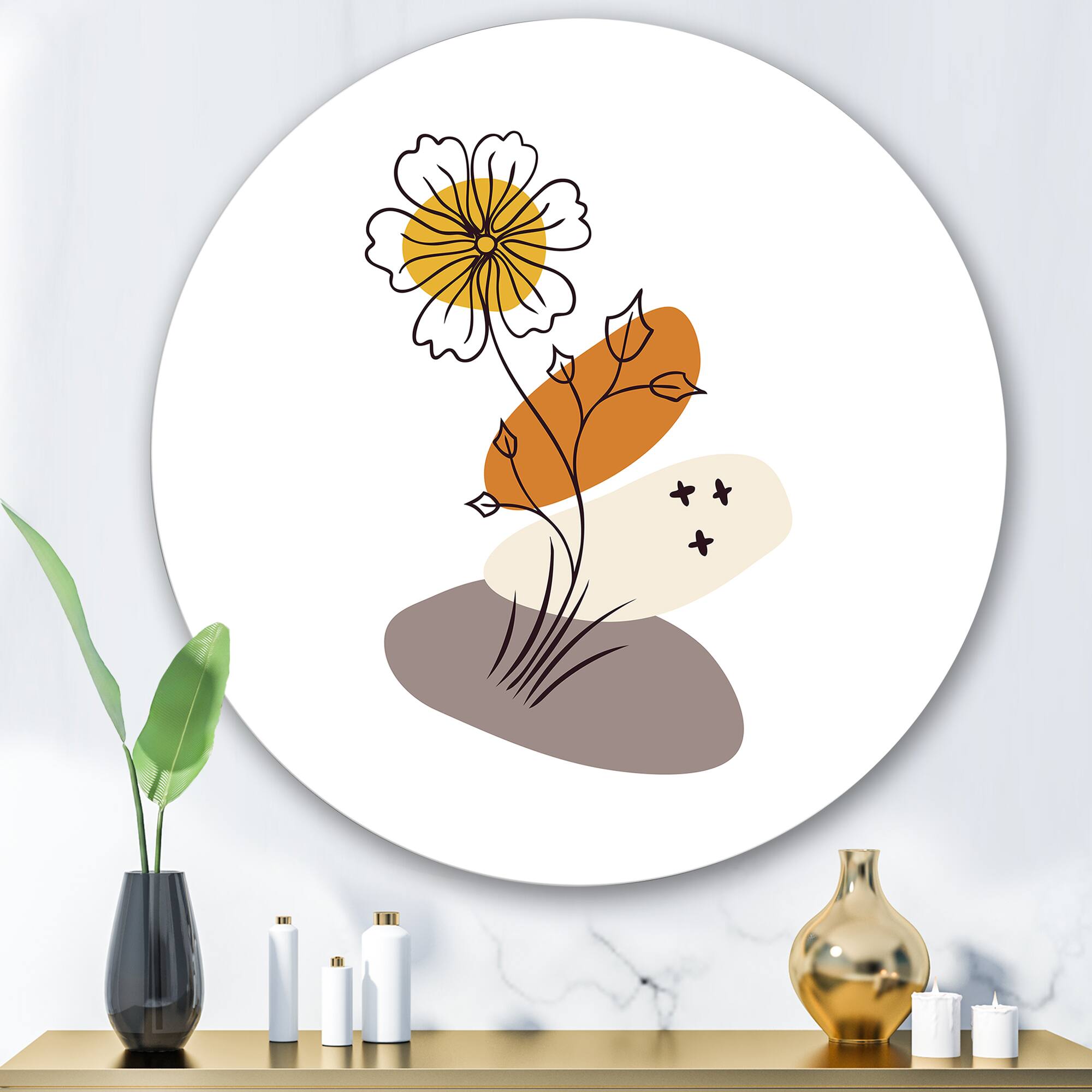 Designart - Abstract Flowers On Minimal Shapes I