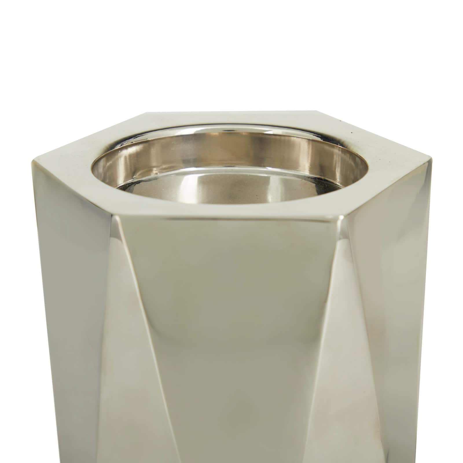 Silver Stainless Steel Glam Candle Holder, Set of 2" 10", 8"