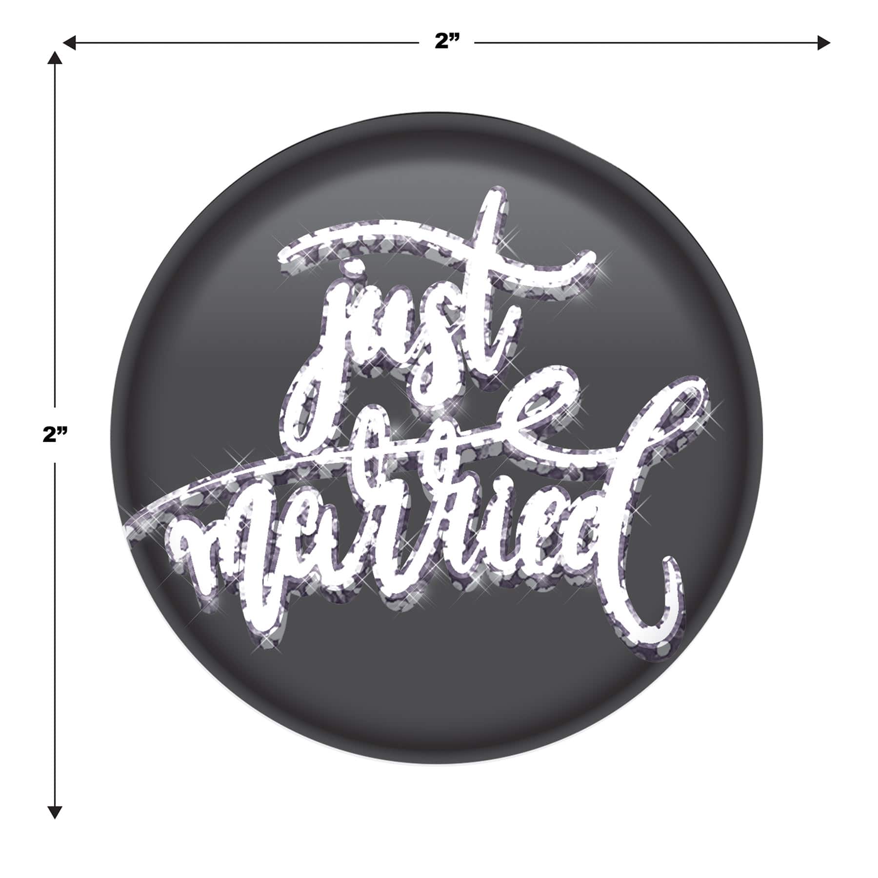 Beistle 2" Black & White Just Married Buttons, 6ct.