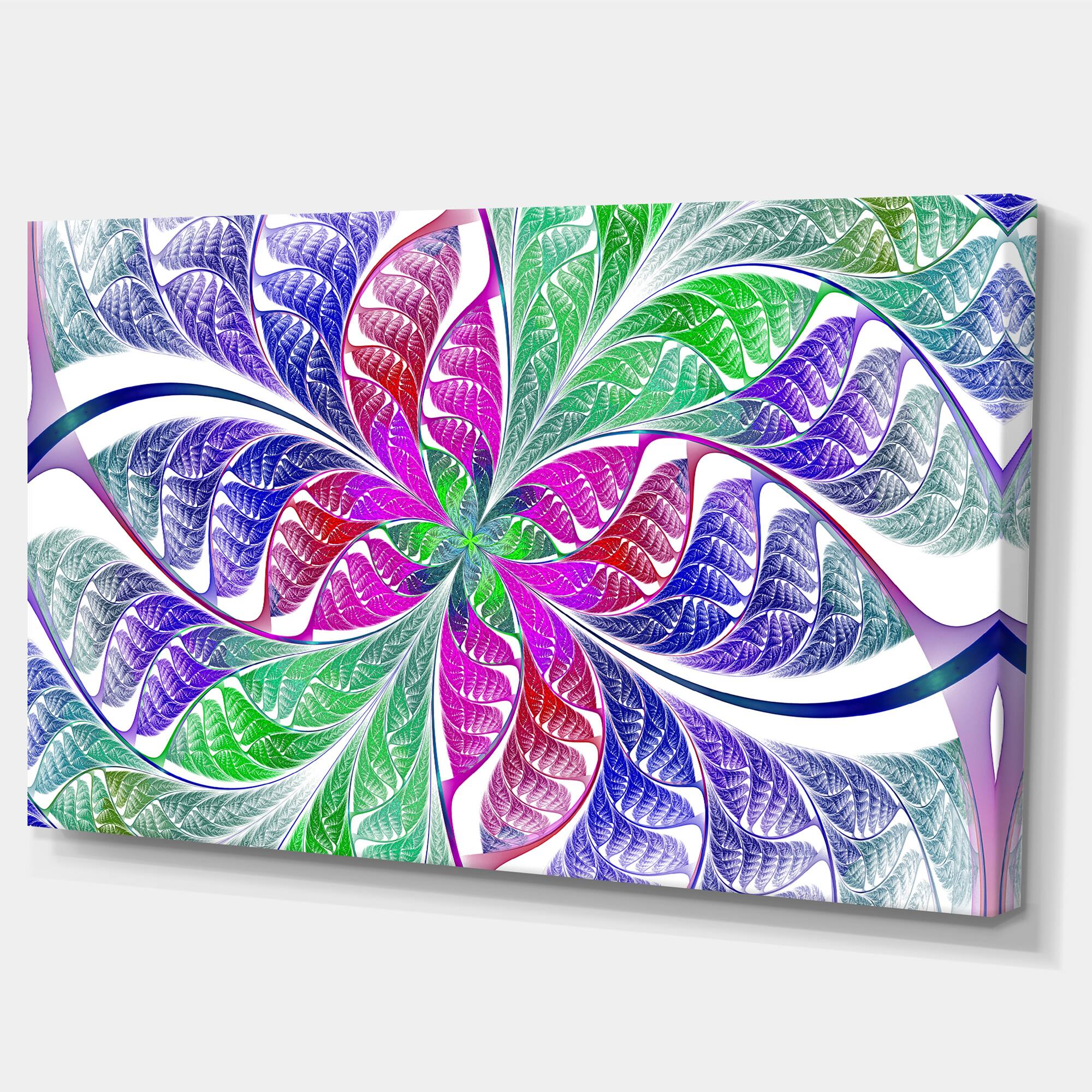 Designart - Flower like Fractal Stained Glass - Oversized Abstract Canvas Art Print