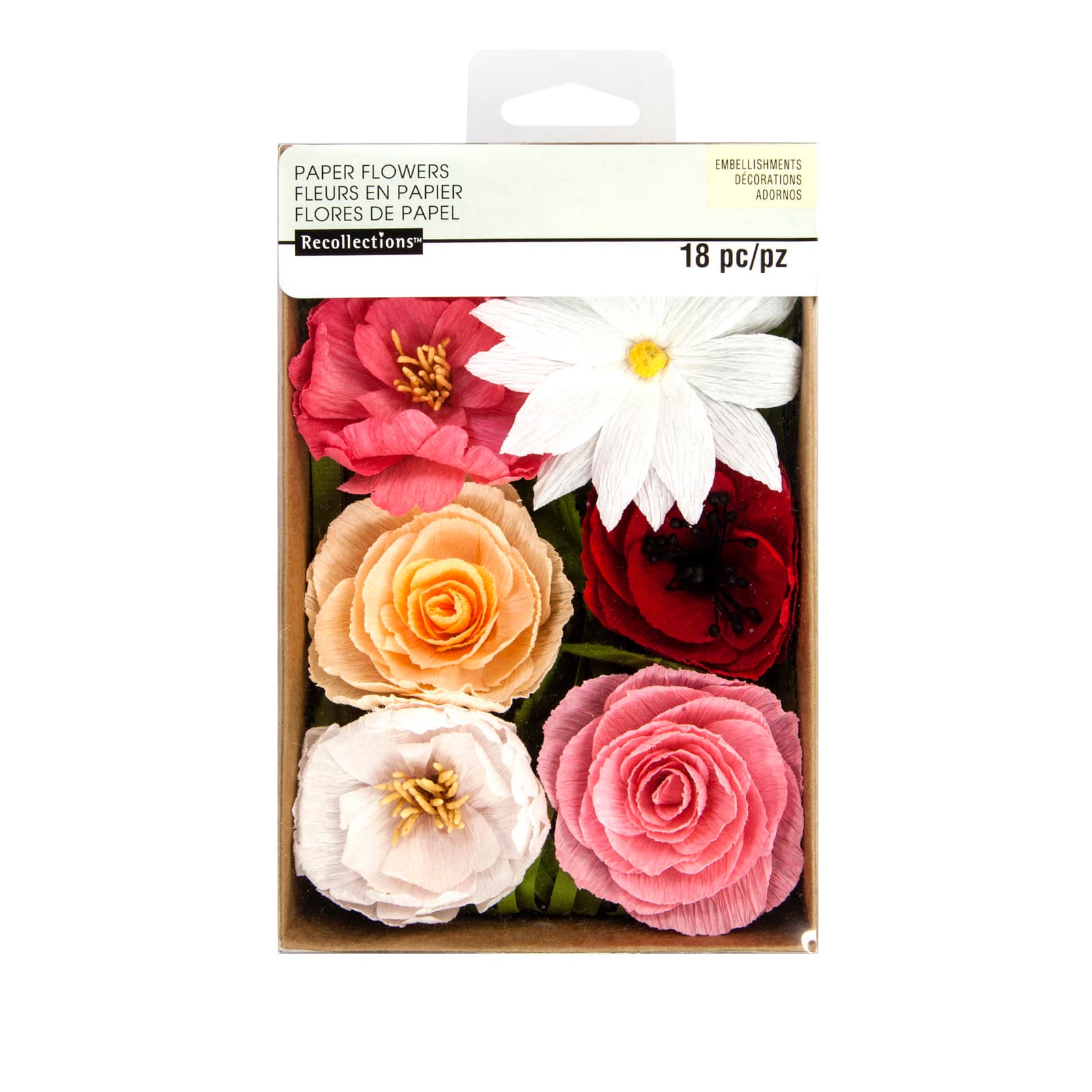 12 Pack: Red, White & Pink Crepe Flowers by Recollections™