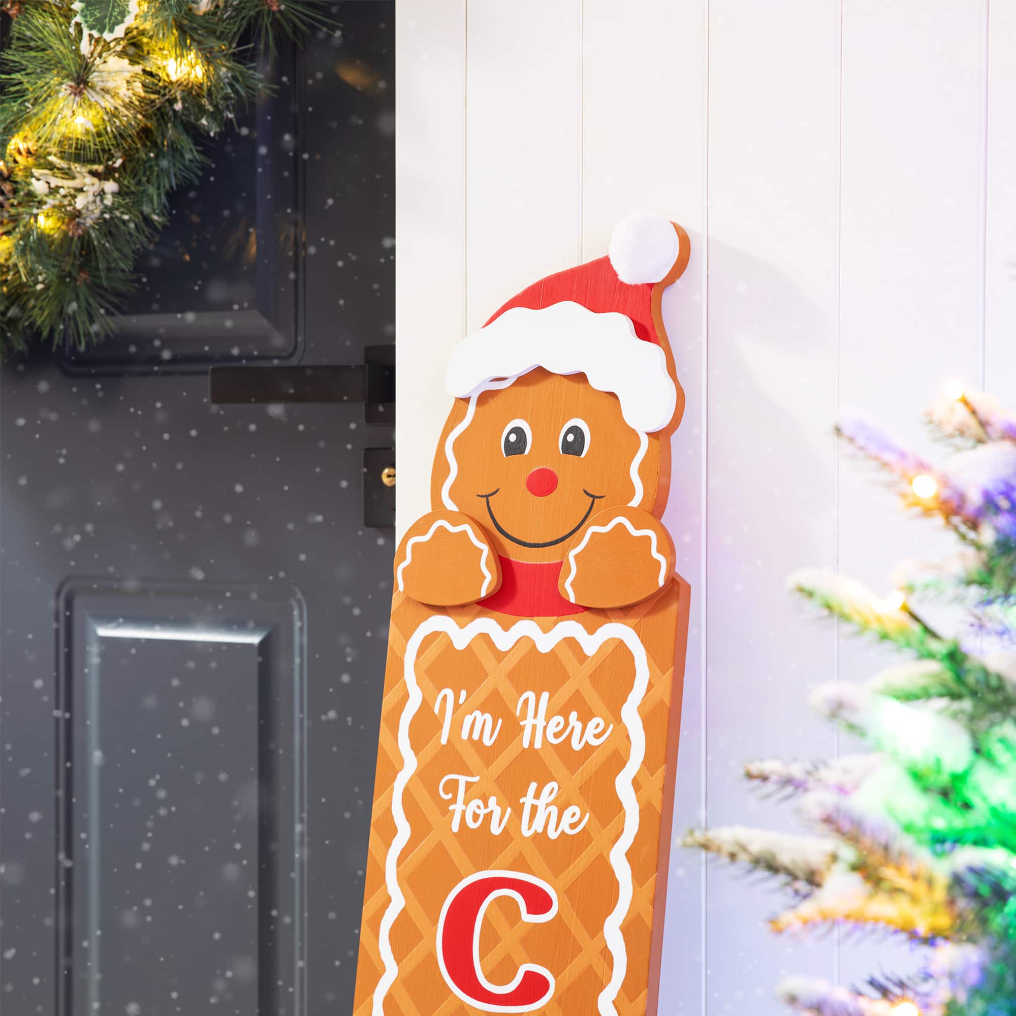 Glitzhome® 42" Wood Gingerbread Man "Cookies" Porch Décor