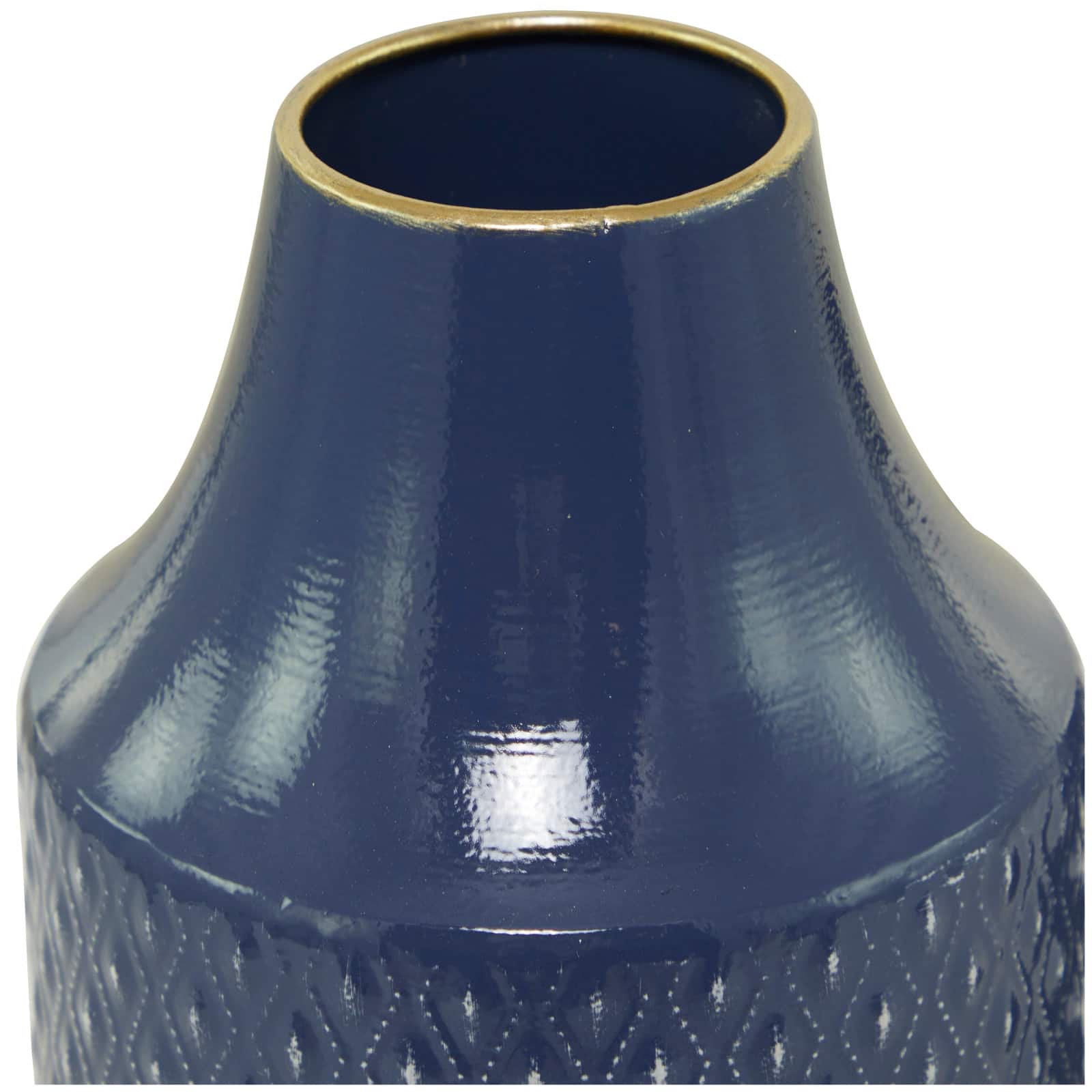 Blue Metal Diamond Embossed Exterior Vase Set of 2 16", 12"