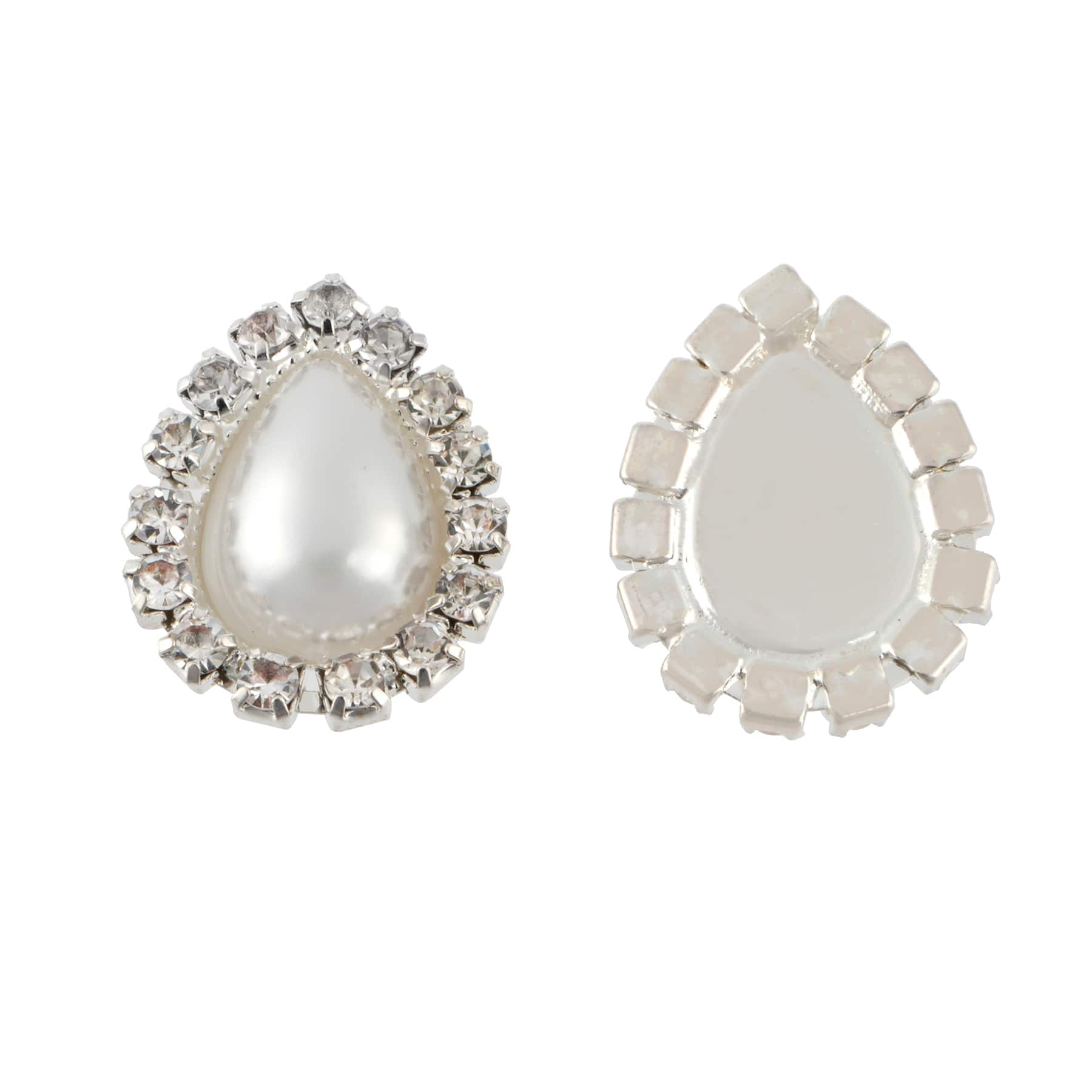20.5mm Glass Rhinestone & Plastic Pearl Flatback Teardrops, 10ct. by Bead Landing™