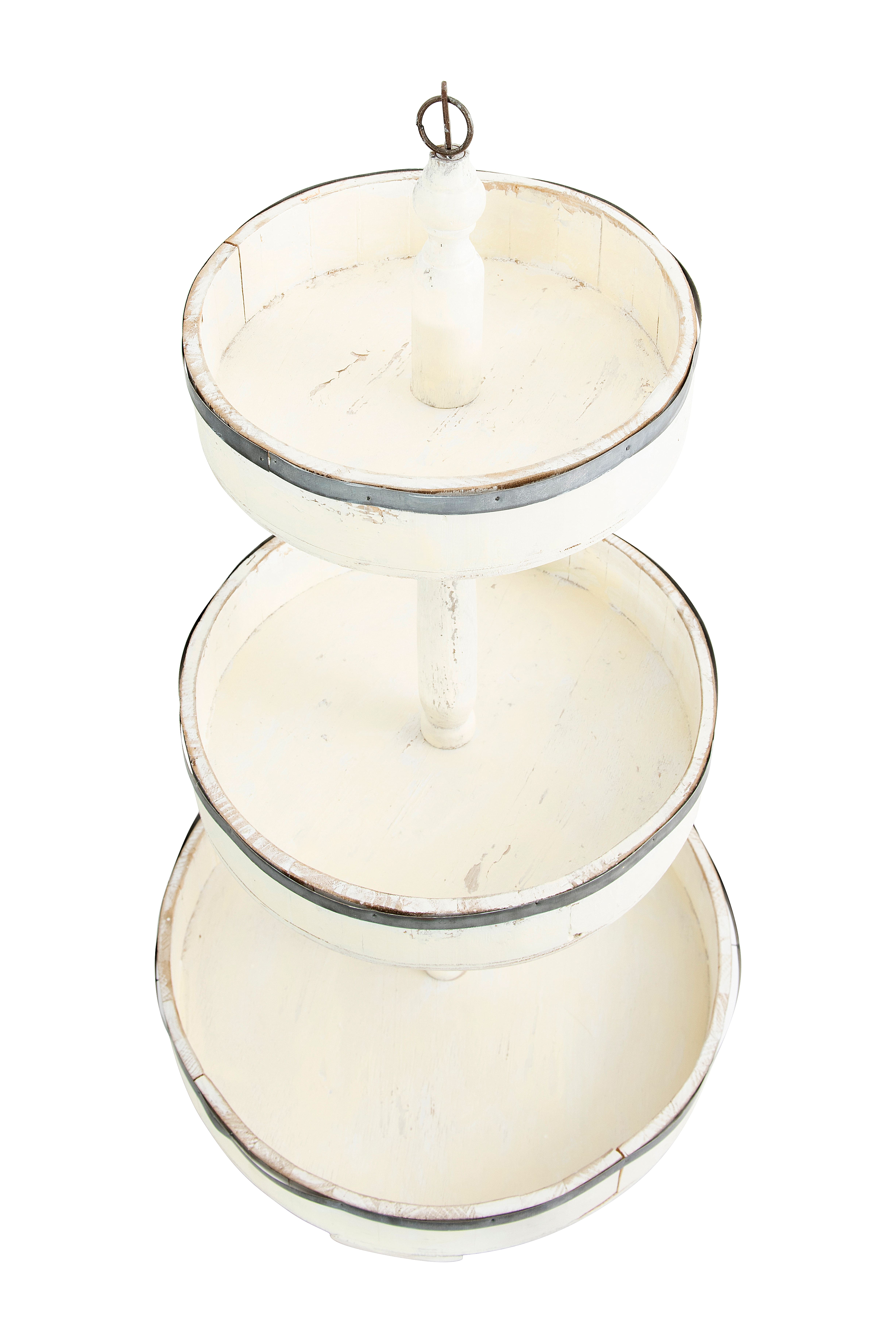 Hello Honey® 26.5" Decorative Wood & Tin 3 Tier Tray