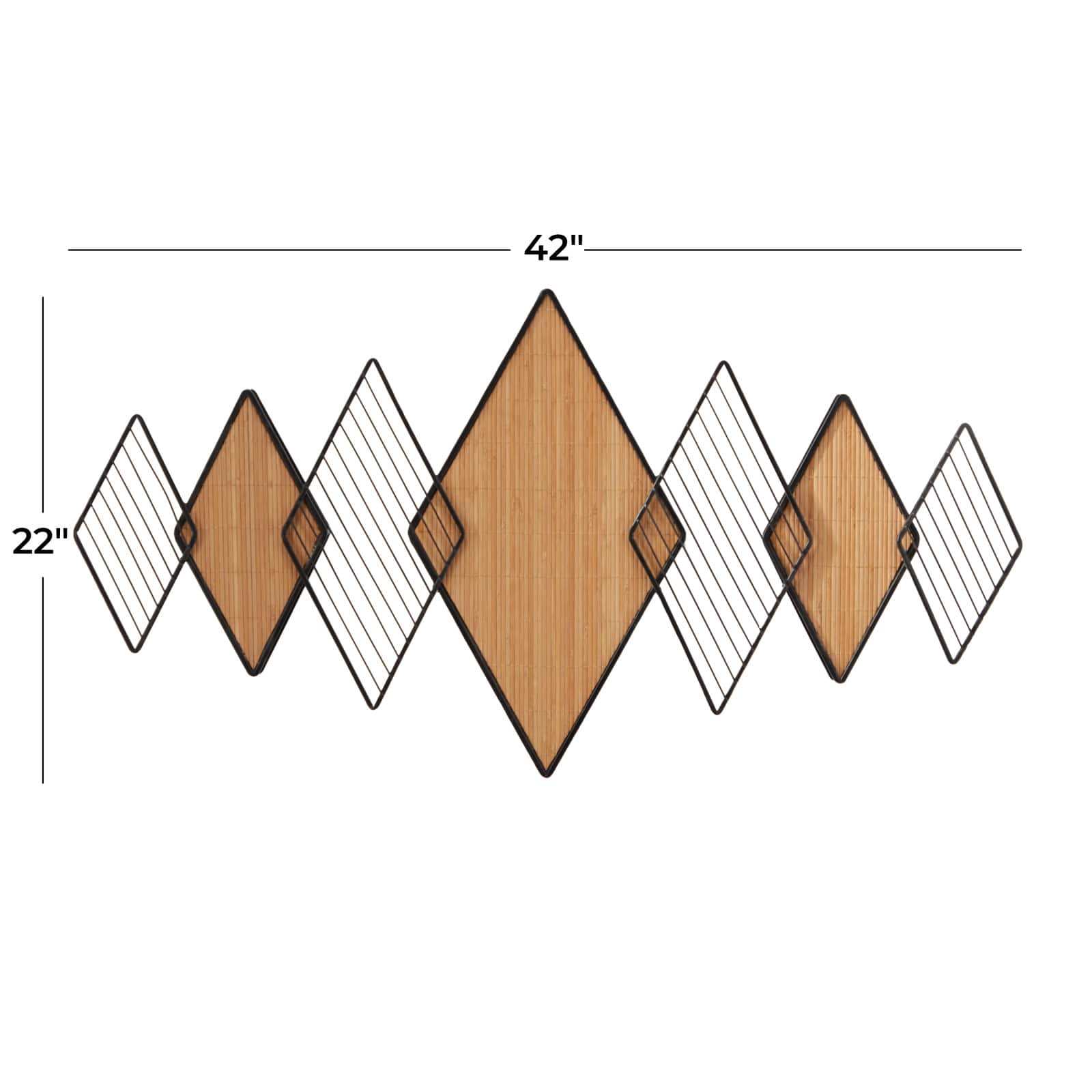 Brown Bamboo Modern Wall Decor, 42" x 2" x 22"