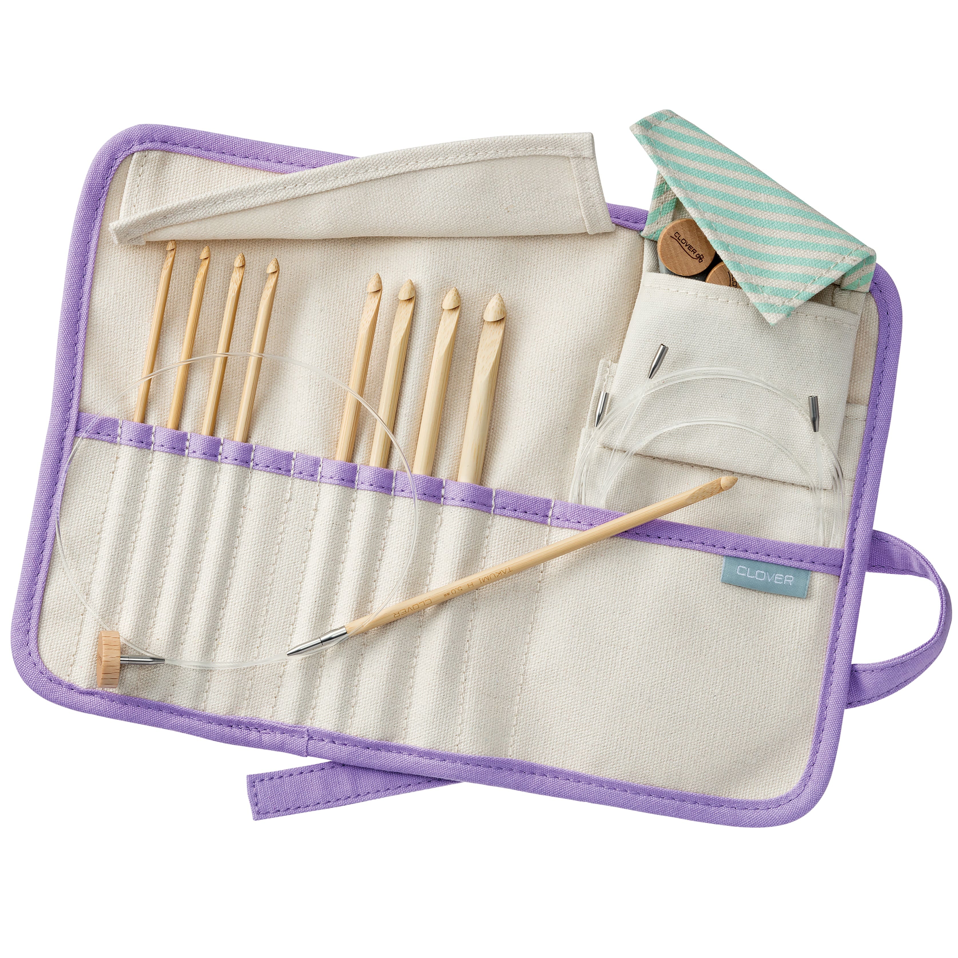 Clover Takumi® Bamboo Interchangeable Tunisian Crochet Hook Set