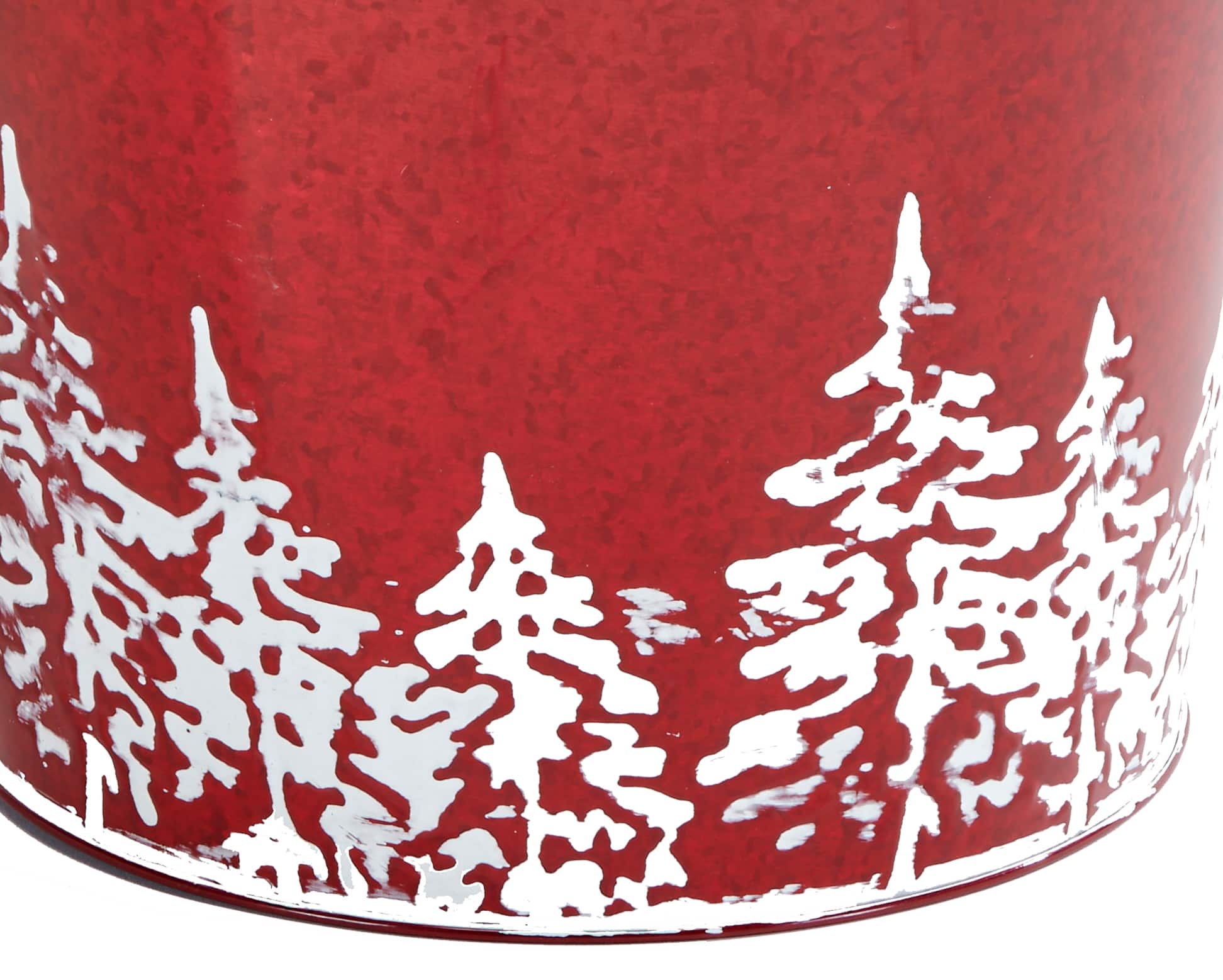 Red & White Christmas Planter Bucket with Tree Design, 2ct.