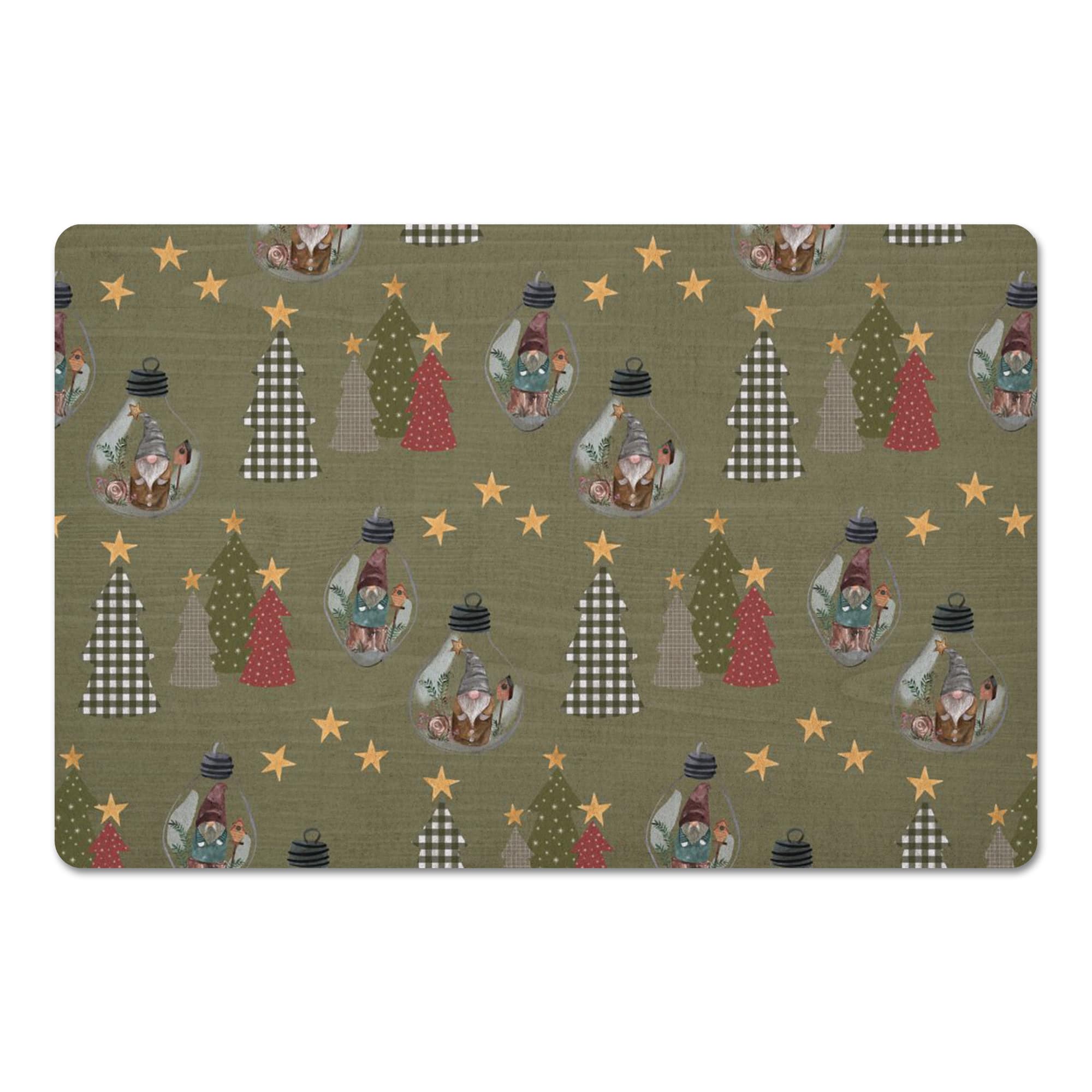 Tree & Globe Pattern Floor Mat