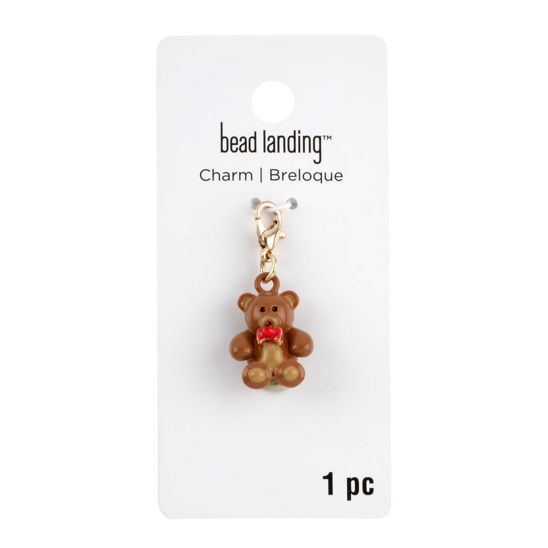 12 Pack: Brown & Gold Teddy Bear Charm by Bead Landing™