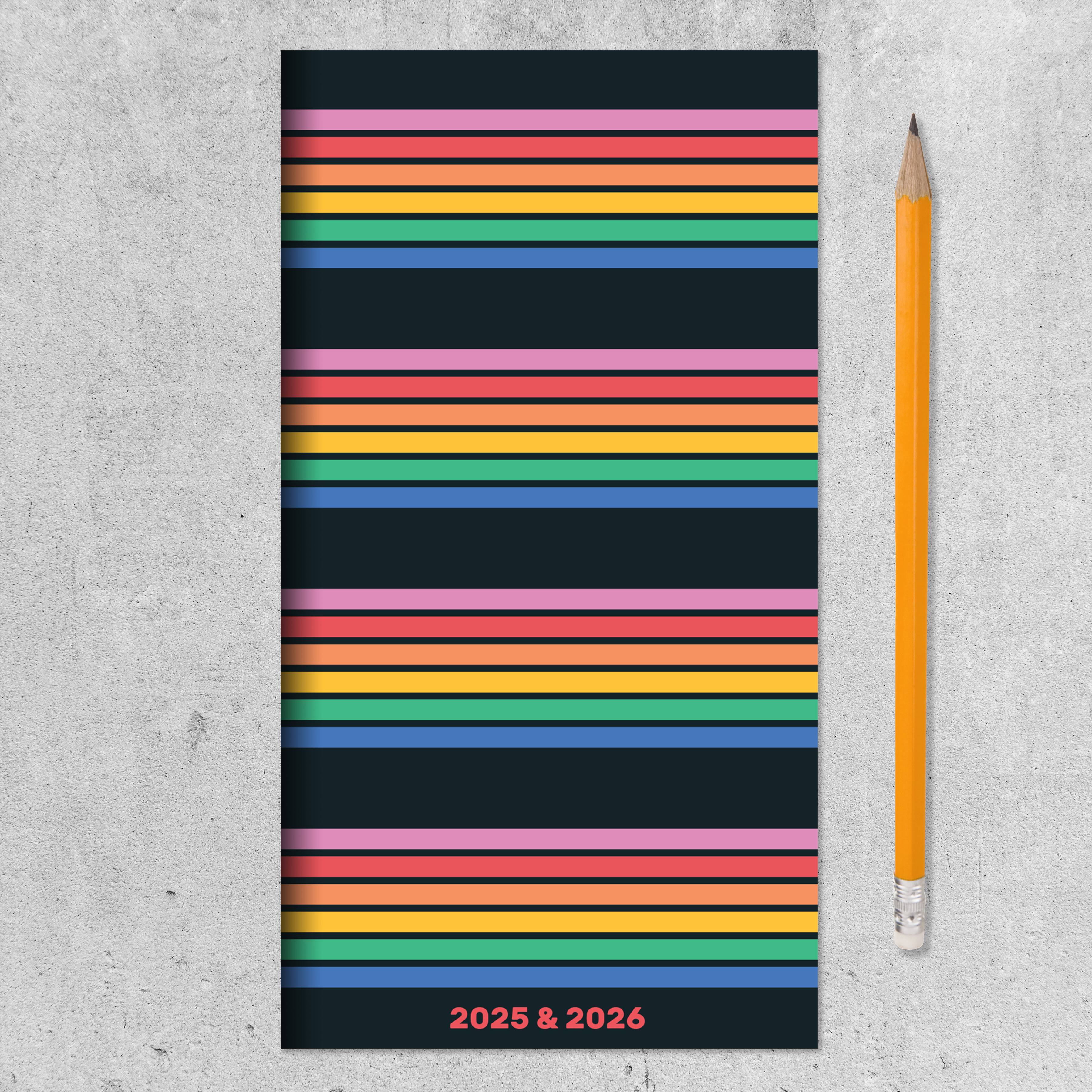 TF Publishing 2025-2026 Small Retro Stripe Monthly Pocket Planner