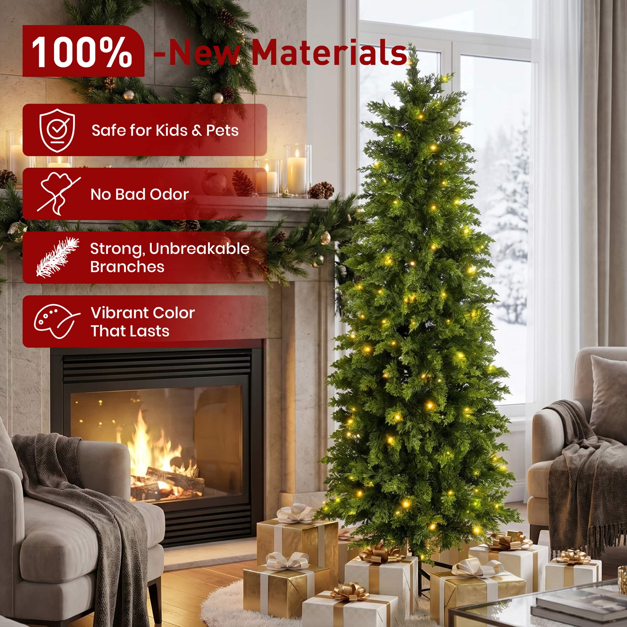 Glitzhome® 5ft. Pre-Lit Cypress Christmas Tree, Twinkling Lights