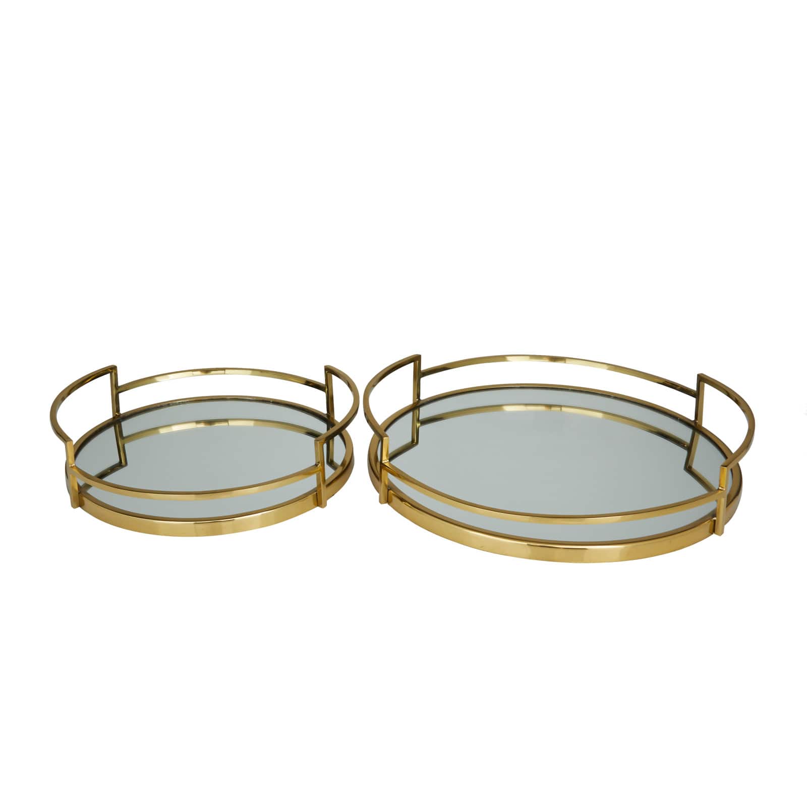 Gold Contemporary Tray, Set of 2" 19", 14"