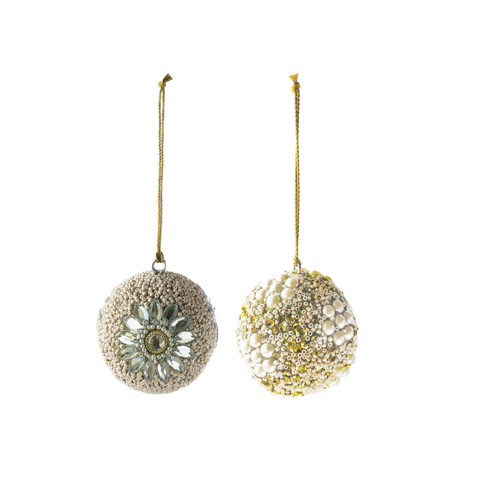 Hello Honey® 2 Pack 3" Beaded Ball Plastic Ornaments