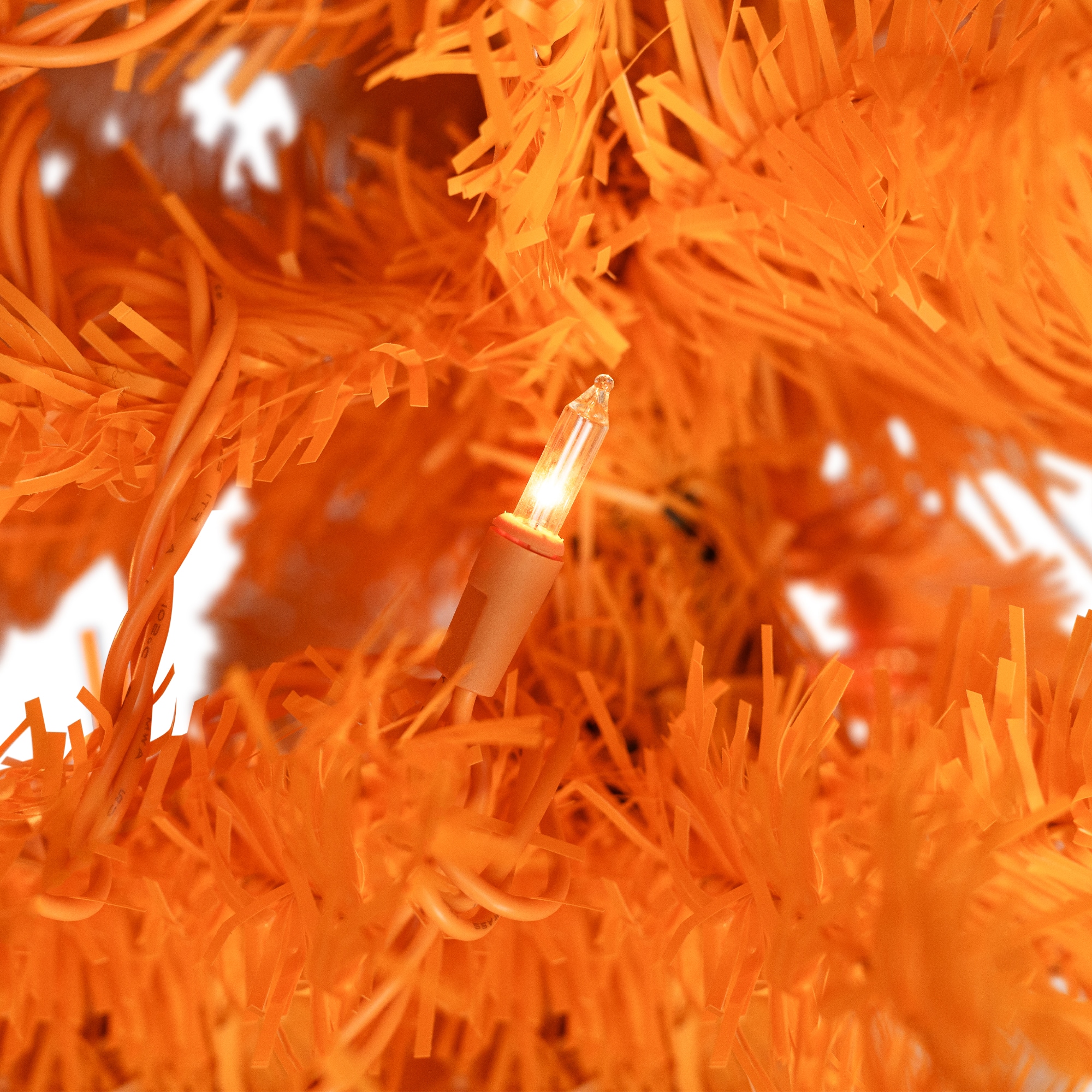 3ft. Pre-Lit Medium Orange Artificial Pine Christmas Tree, Clear Lights