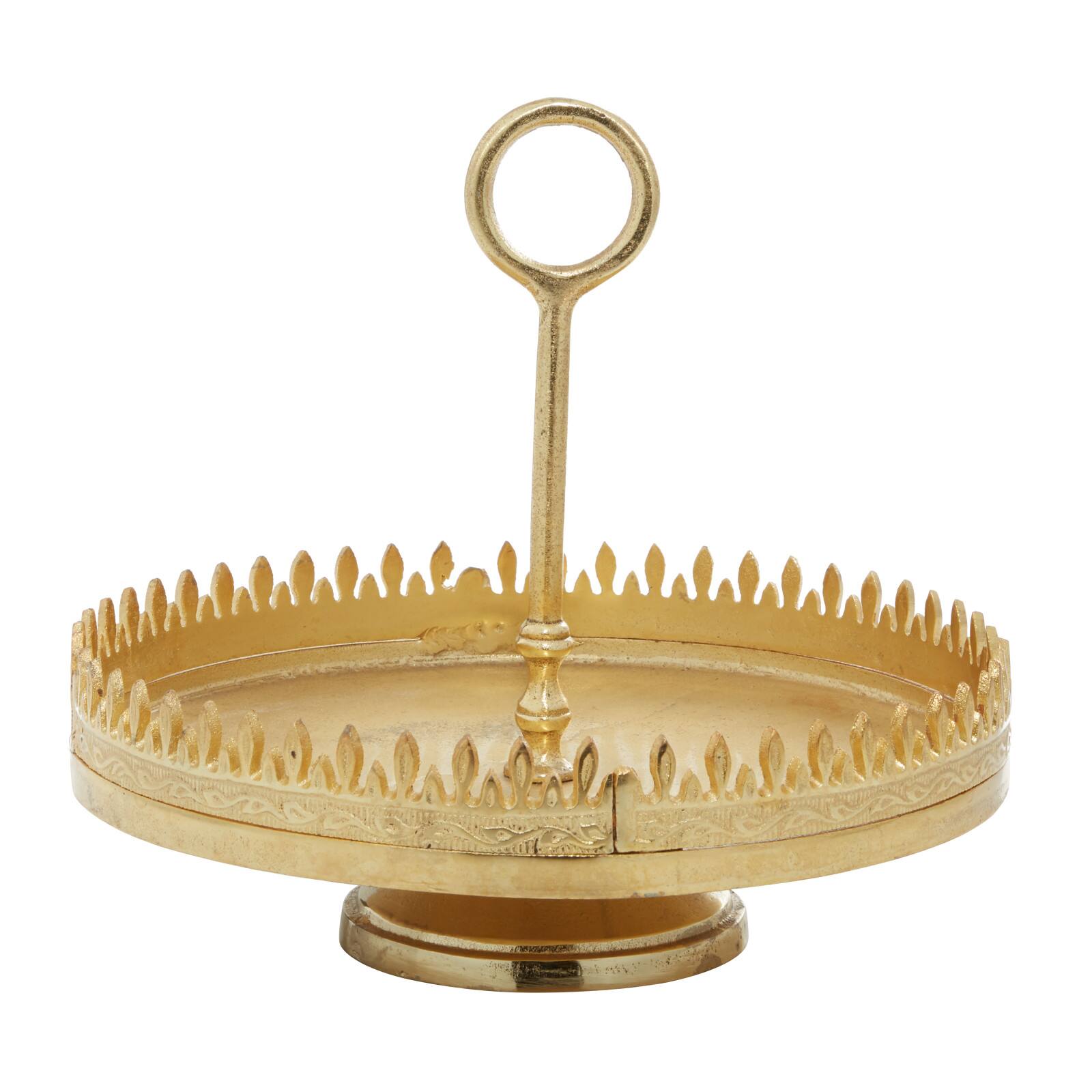 13" Gold Aluminum Glam Tray Stand
