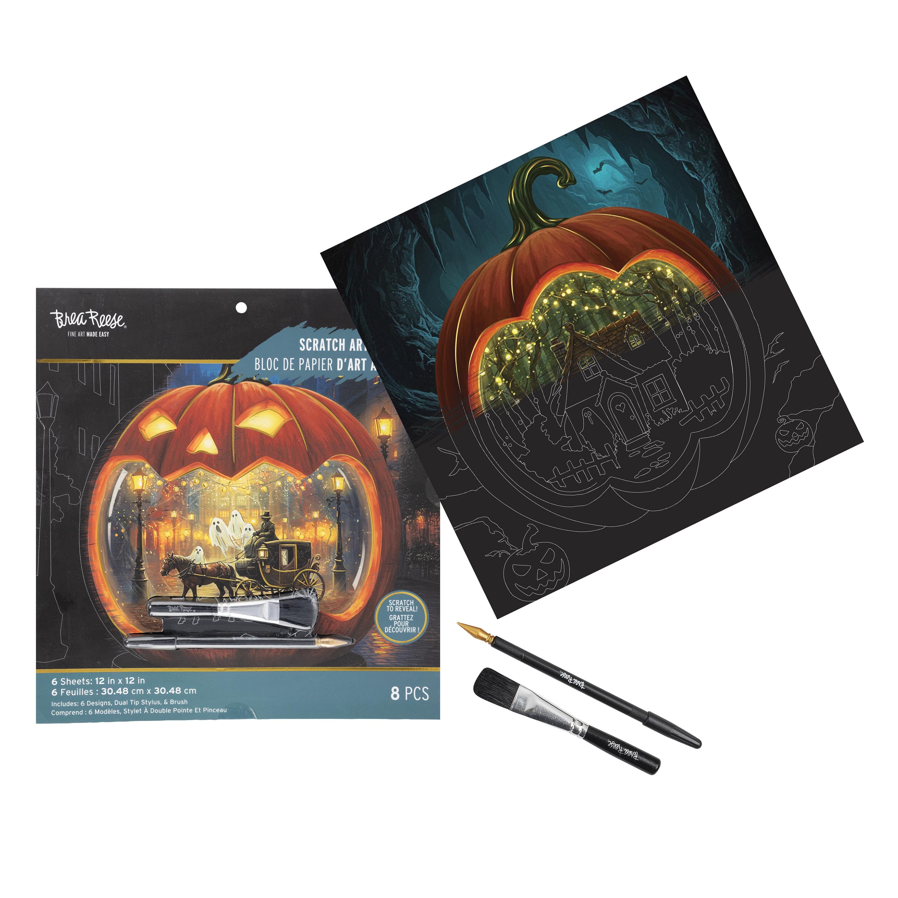 Brea Reese® 12" x 12" Jack-O'-Scene Scratch Art Paper Pad