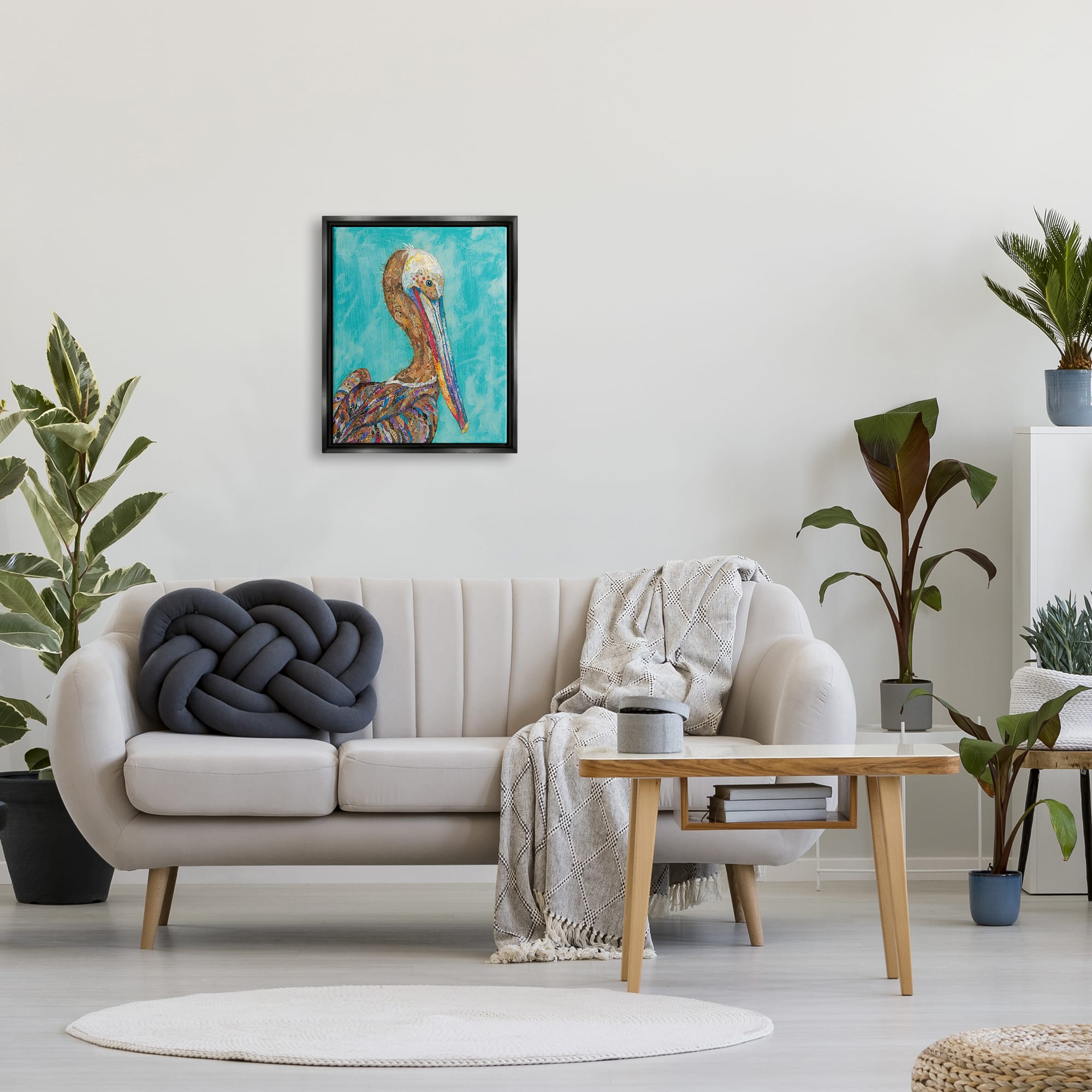 Stupell Industries Beautiful Pelican Bird Vivid Patterns Framed Floater Canvas Wall Art