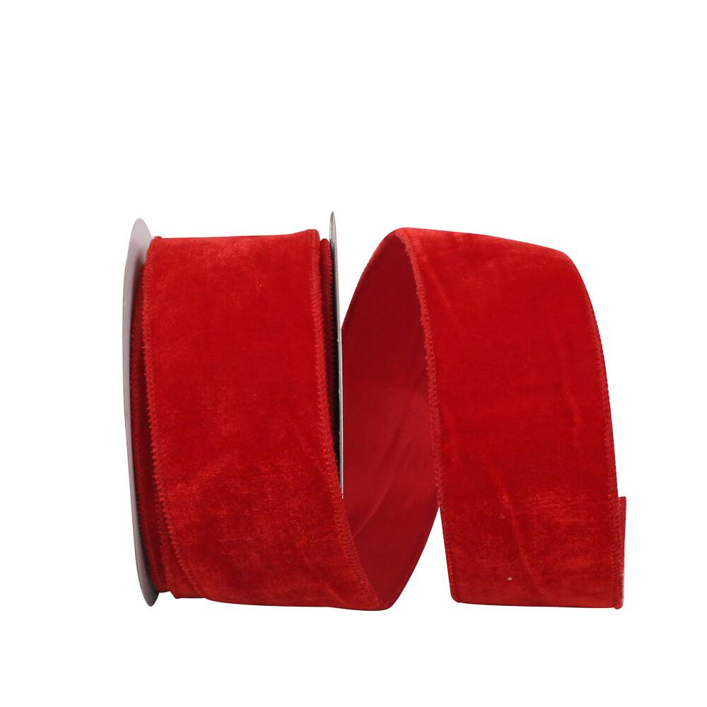 JAM Paper 2.5" x 10yd. Regal Red Wired Plush Velvet Ribbon