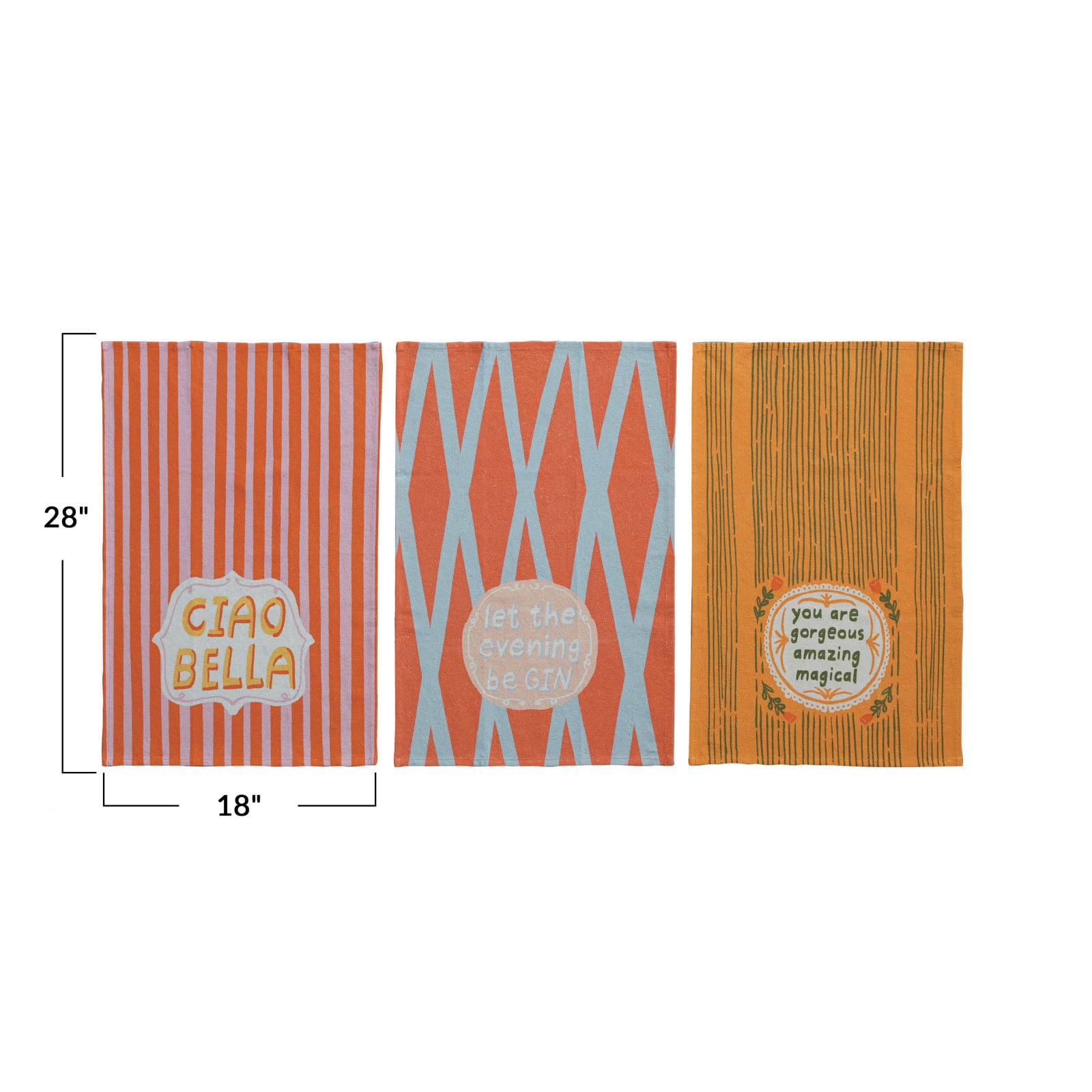 Hello Honey® Multicolor Patterned Cotton & Linen Tea Towel Set