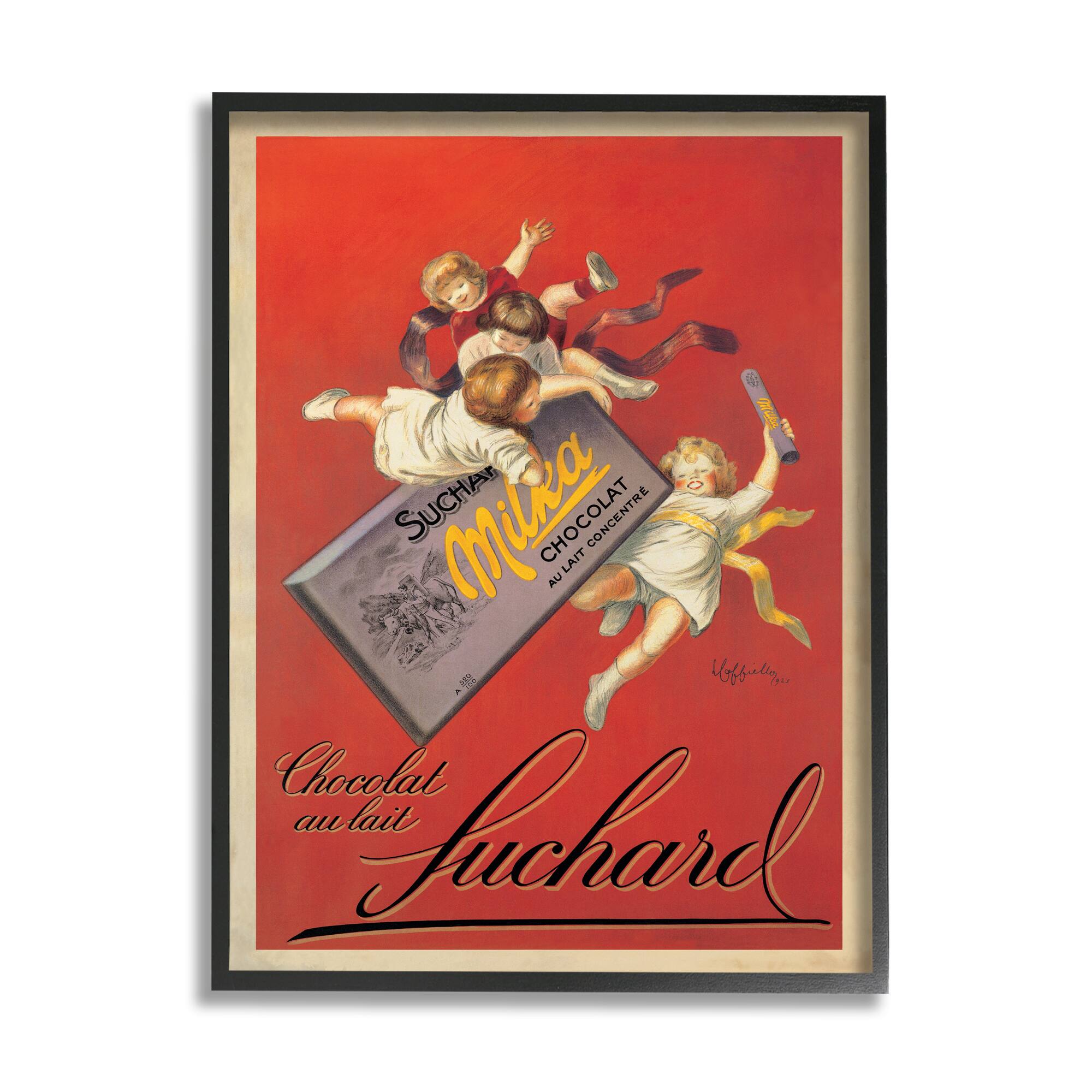 Stupell Industries Chocolat au Lait Vintage European Advertisement in Black Frame Wall Art