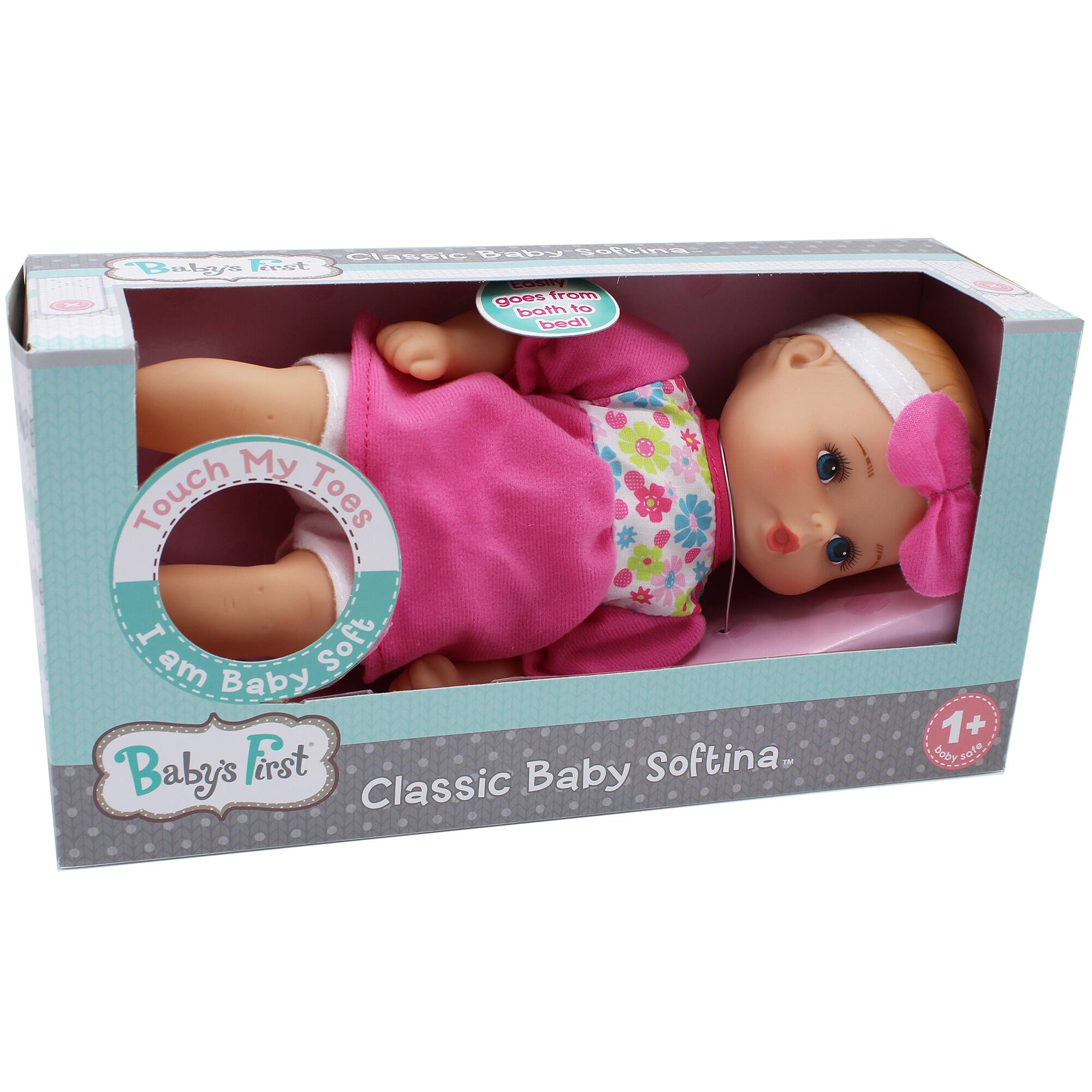 Goldberger Baby's First® Classic Baby Softina™ 11" Baby Doll with Floral Jumper