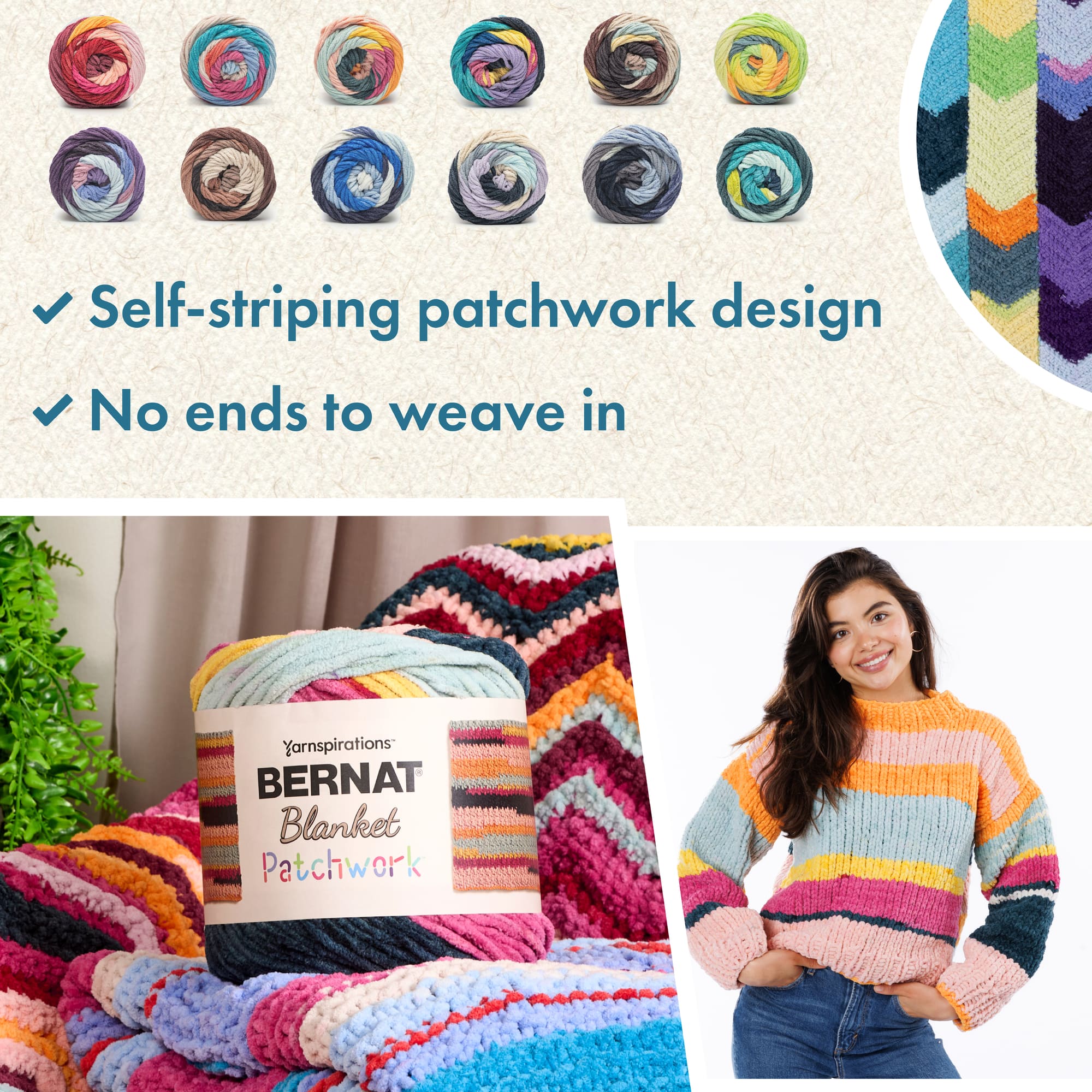 2 Pack Bernat® Blanket Patchwork™ Yarn