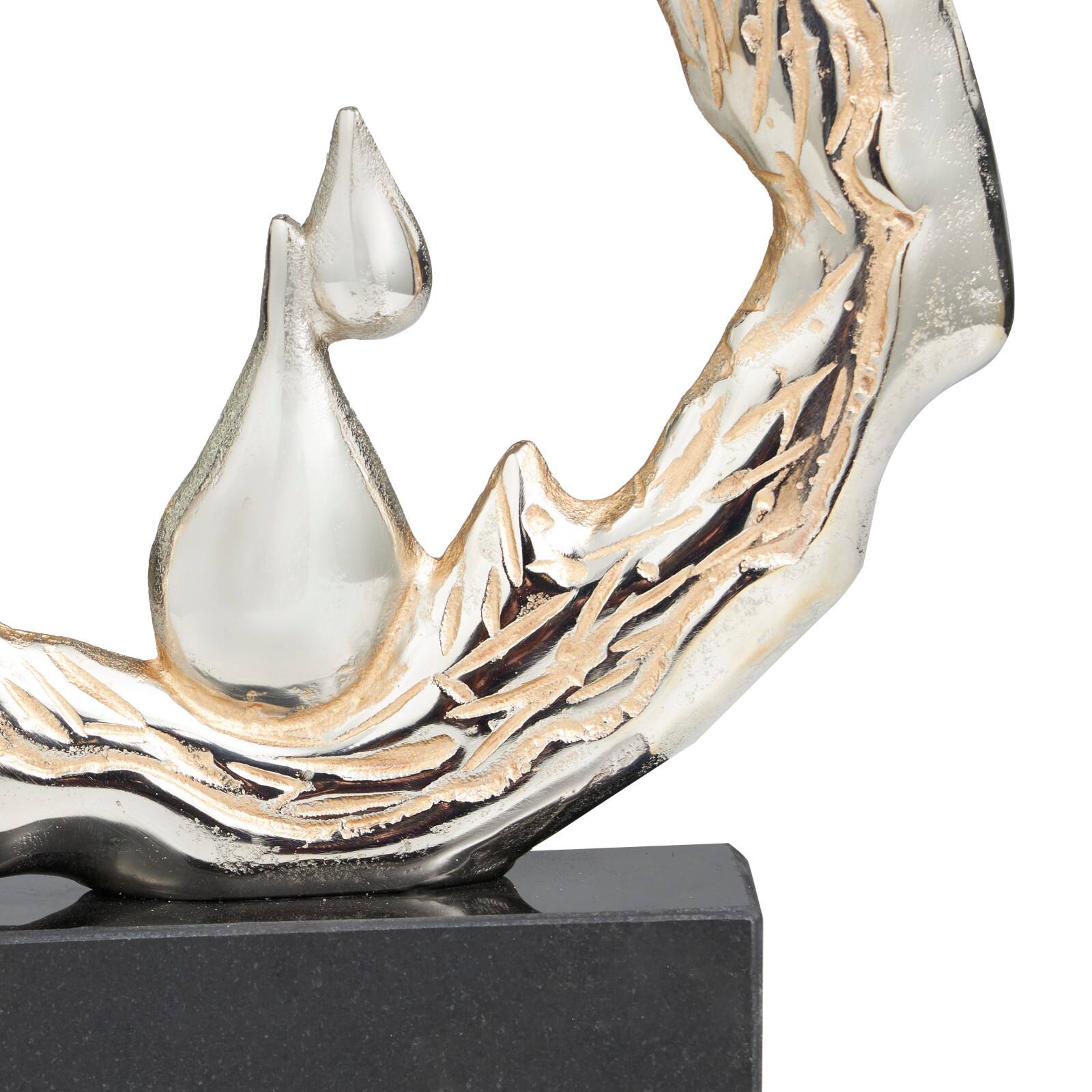 17" Silver Aluminum Abstract Drip Sculpture with Marble Base